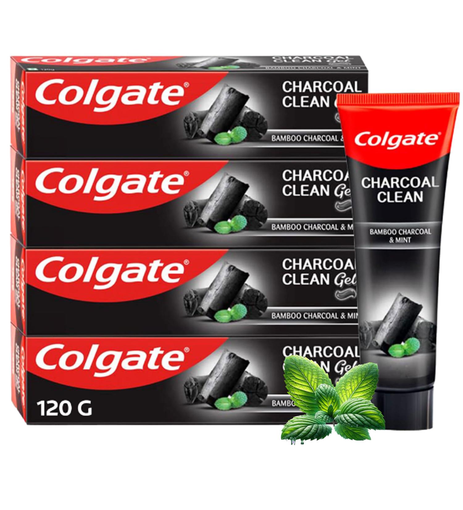 Colgate Charcoal Clean Black Gel Toothpaste Pack of 480g/16.9oz (120g/4.2oz X 4) Deep Clean Toothpaste with Bamboo Charcoal Fresh Mouth Experience - Buy Online on GoSupps.com