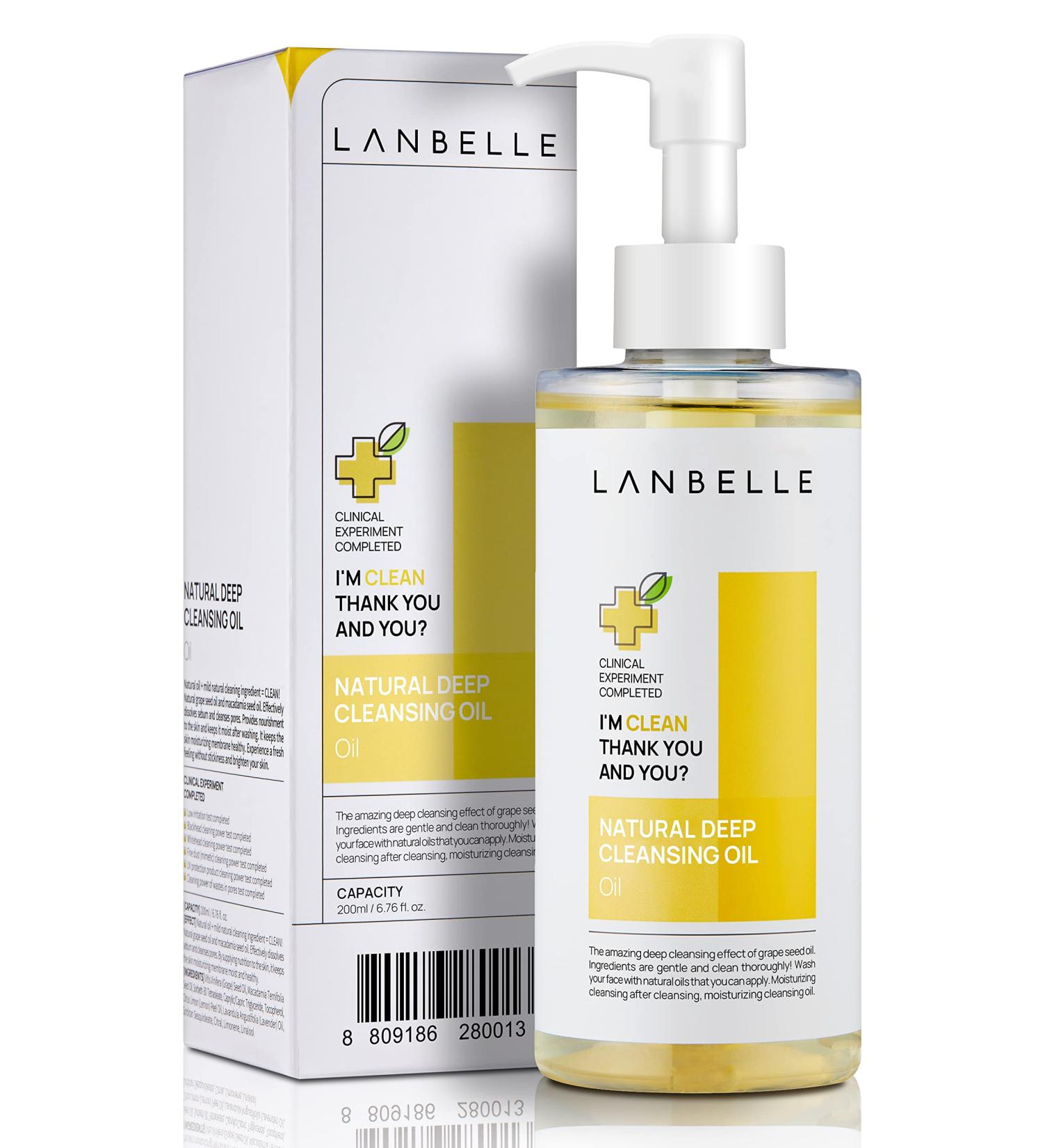 Lanbelle Deep Cleansing Oil 6.76 Oz - GrapeSeed & Lemon Infused | Vegan Face Wash for Acne-Prone & Sensitive Skin - Buy Online on GoSupps.com