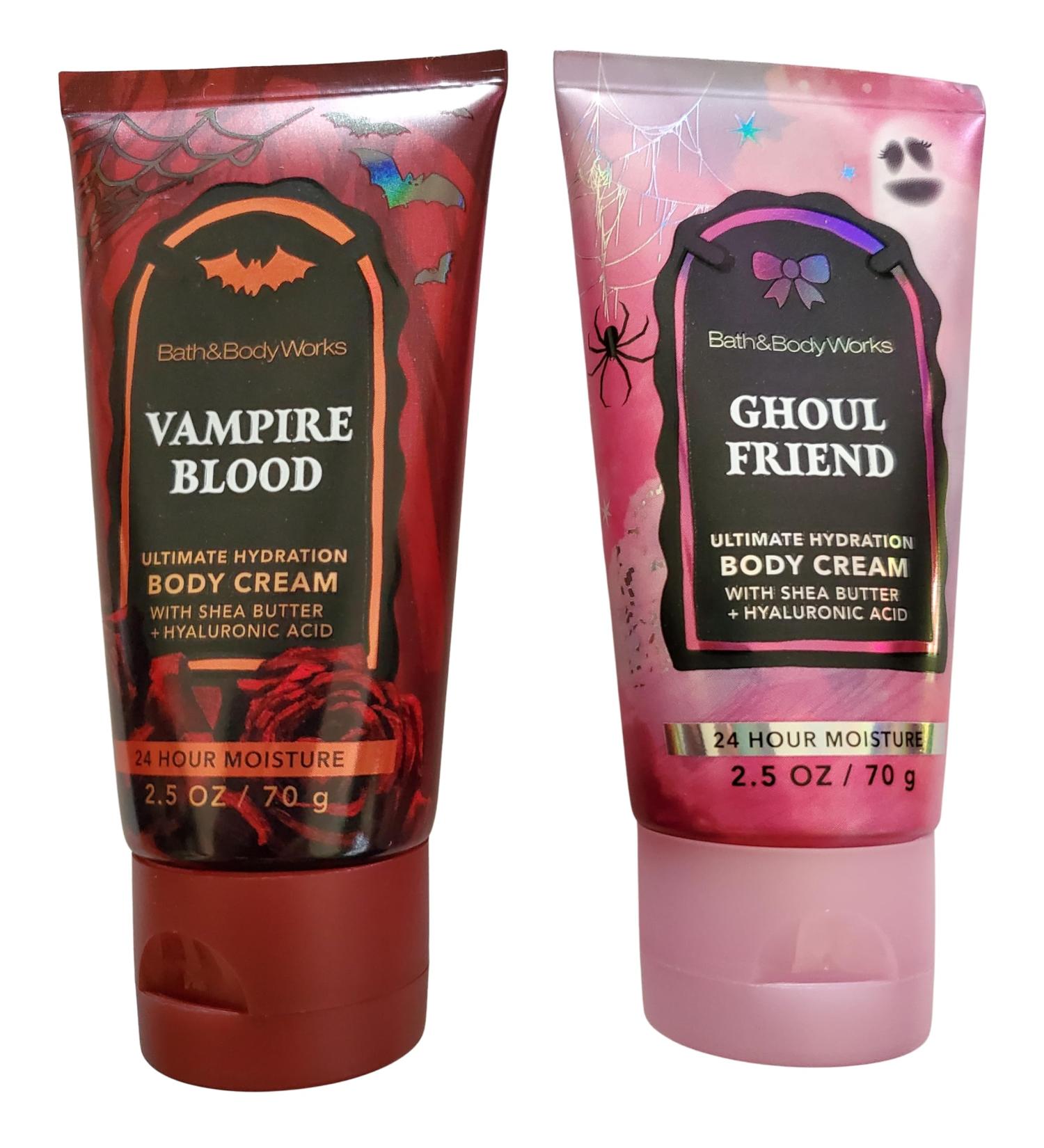 Bath & Body Works Travel Size Ultimate Hydration Body Cream: Ghoul Friend and Vampire Blood 2.5 Ounces Set of 2