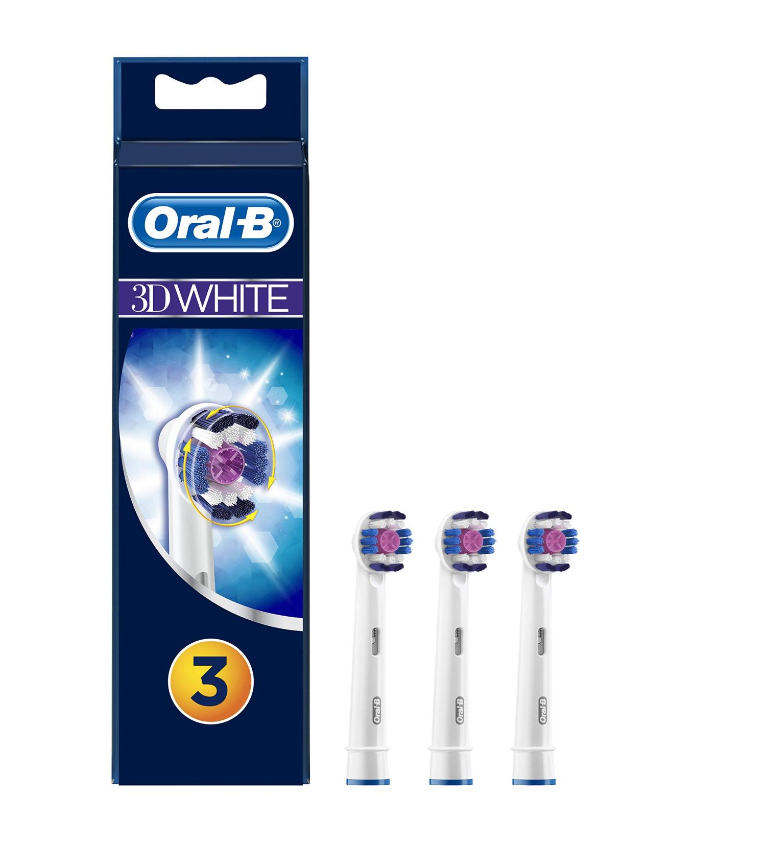 Oral-B Braun 3D White Electric Toothbrush Replacement Head - Pack of 3 Refill Brushes - Buy Online on GoSupps.com