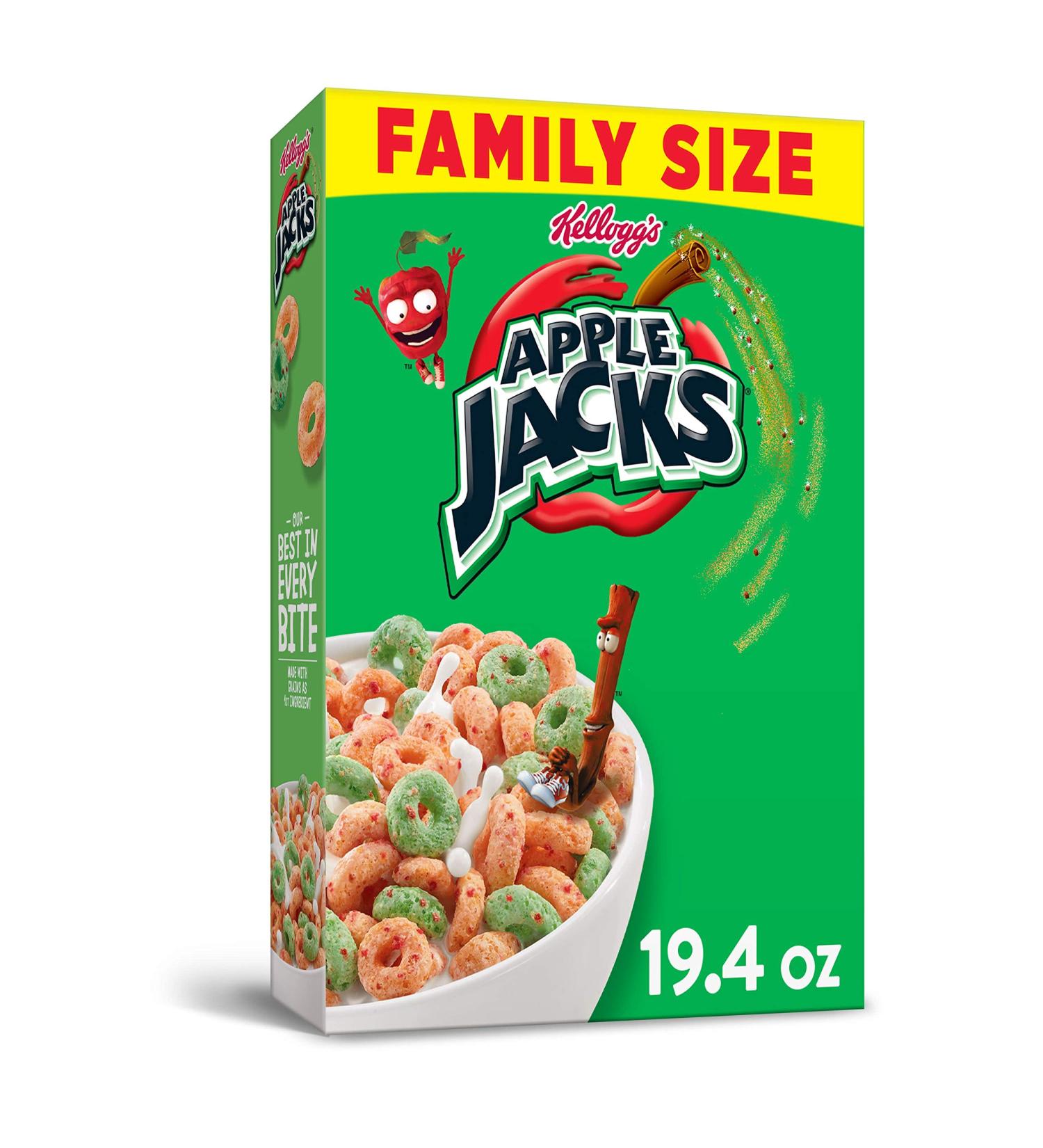 Kellogg's Apple Jacks Breakfast Cereal  8 Vitamins and Minerals  Kids Snacks  Family Size  Original  19.4oz Box (1 Box) 1.21 Pound (Pack of 1) - Buy Online on GoSupps.com