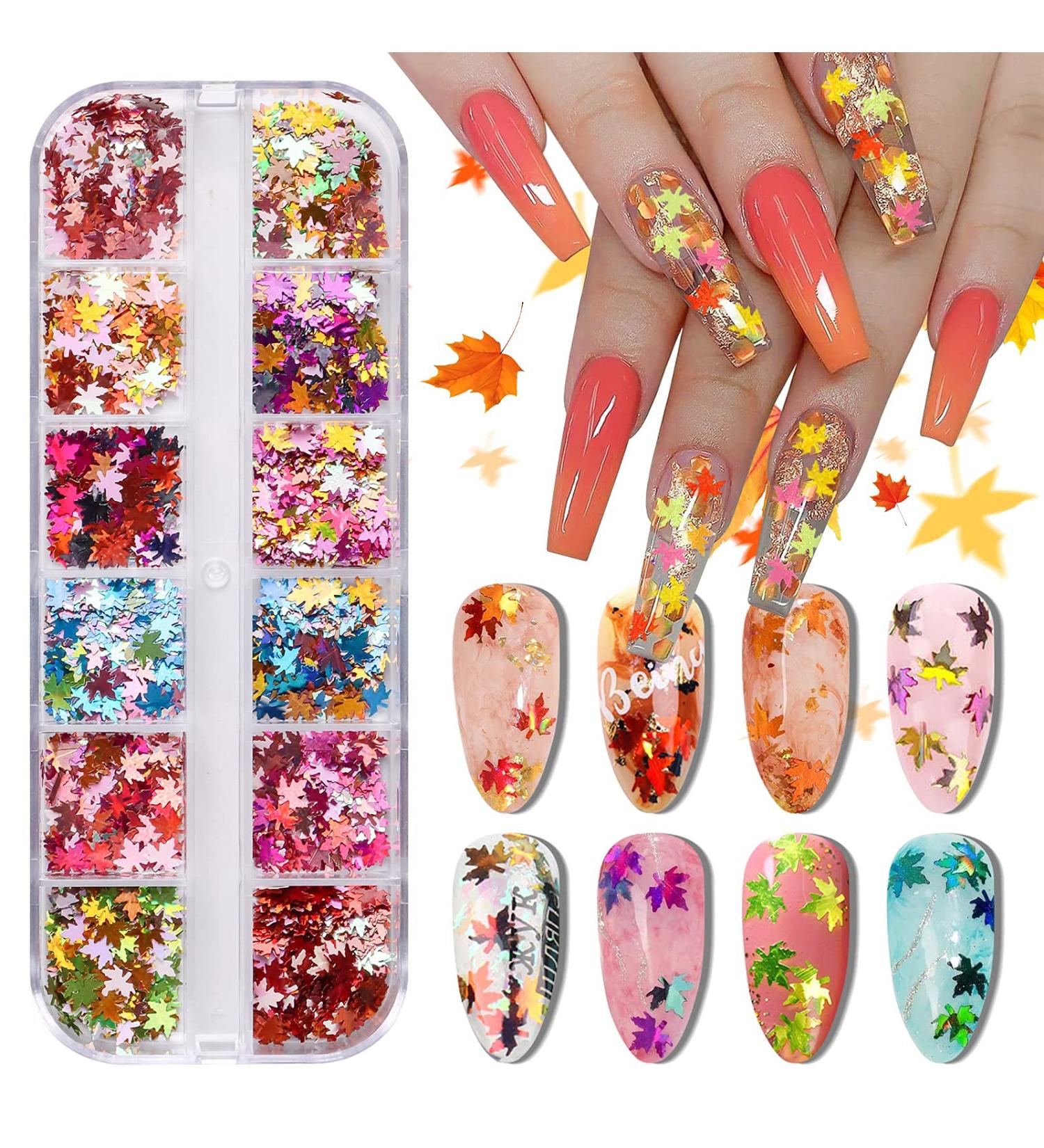 Shop Ebanku Fall Maple Leaf Nail Art Sequins - Autumn Glitter for DIY Nail Designs - Holographic Nail Art Supply - Buy Online on GoSupps.com