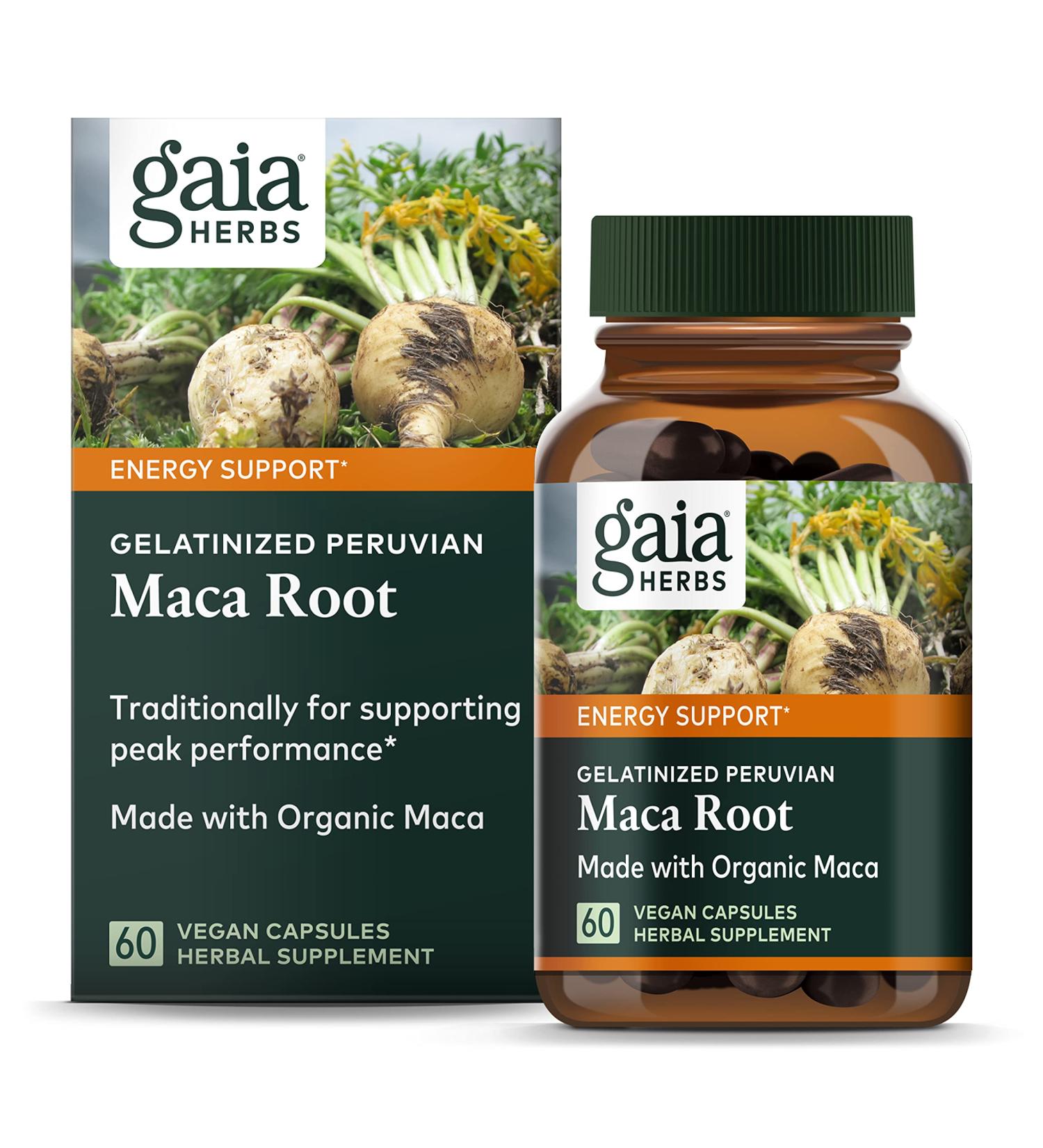 Gaia Herbs Gelatinized Peruvian Maca Root â€“ 60 Vegan Capsules for Energy & Vitality - Buy Online on GoSupps.com