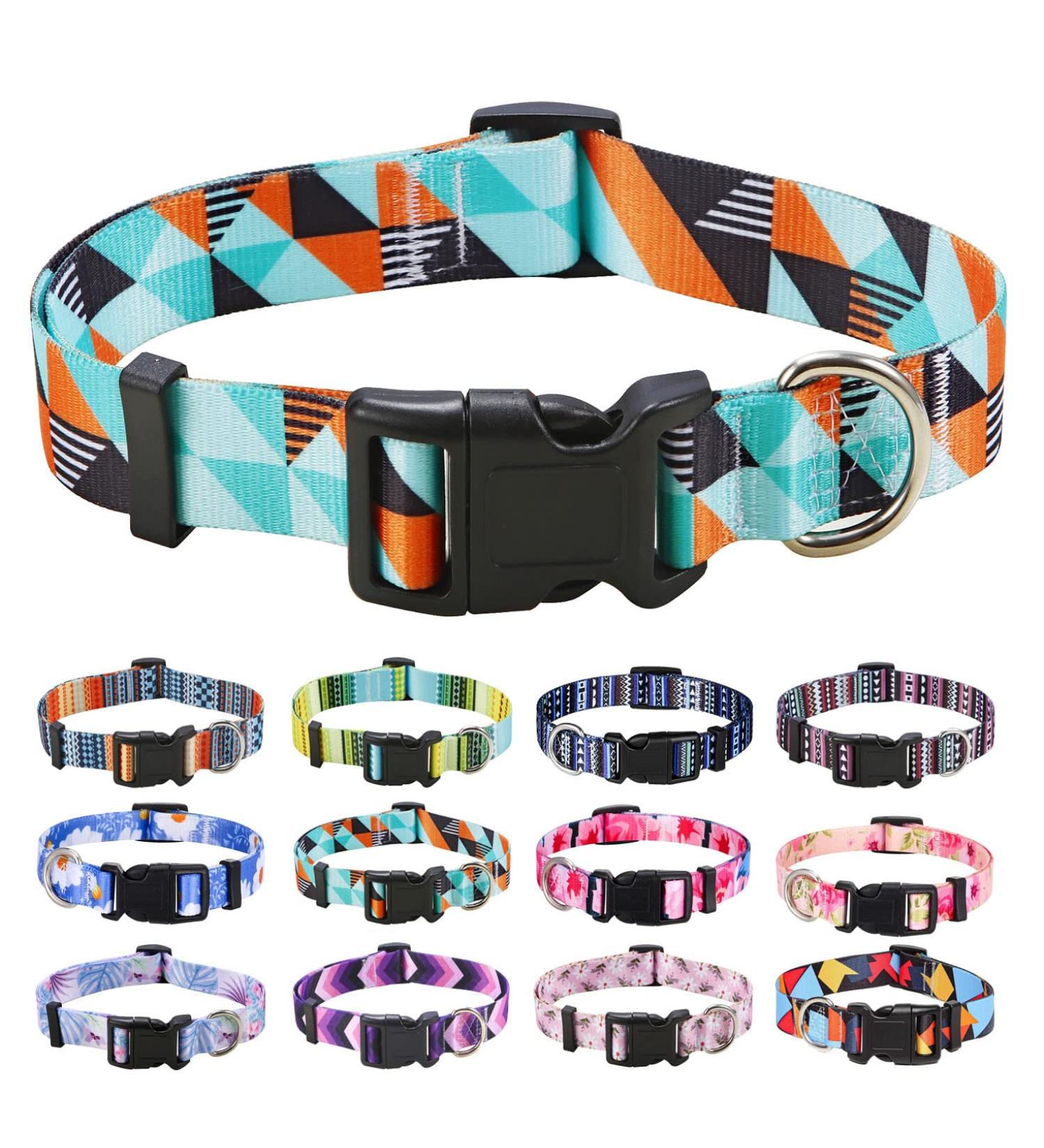 Shop Mihqy Adjustable Dog Collar - Soft & Comfortable Bohemian Design for Small Medium & Large Dogs | Geometric Floral Patterns - Buy Online on GoSupps.com