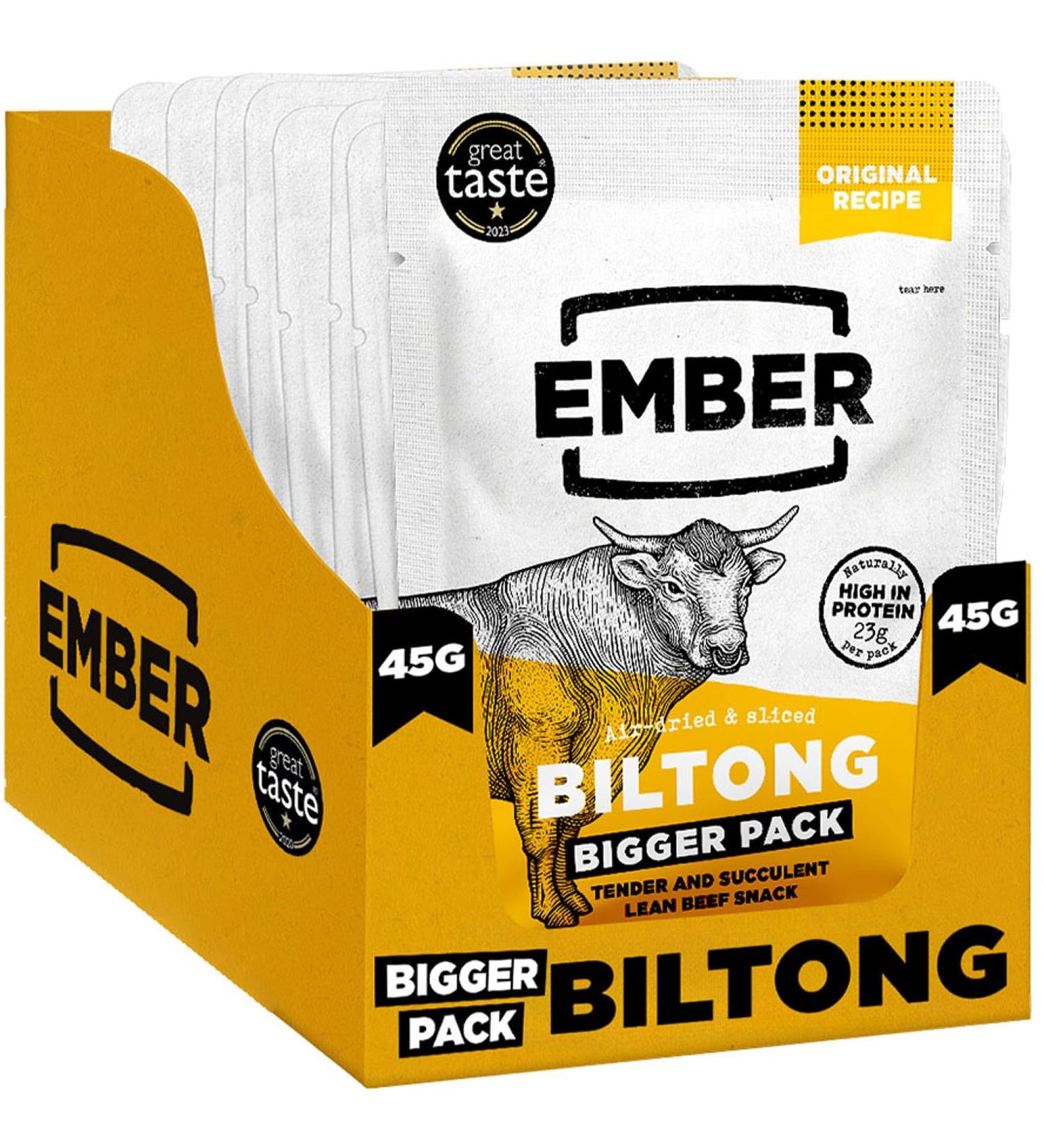  EMBER Ember Snacks: Biltong Beef Jerky Original Flavor (8 x 45g) Keto Protein Snacks Nomad Snack - Buy Online on GoSupps.com