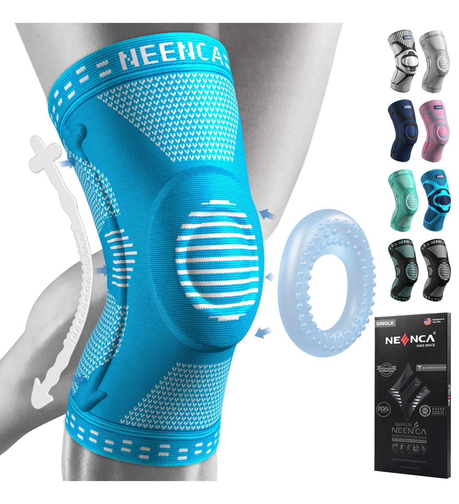 NEENCA Knee Brace with Patella Gel Pad & Side Stabilizers - Medical Grade Support for Meniscus Tear, Arthritis, ACL Injury - Joint Pain Relief & Recovery - Size L - Gem Blue - Buy Online on GoSupps.com