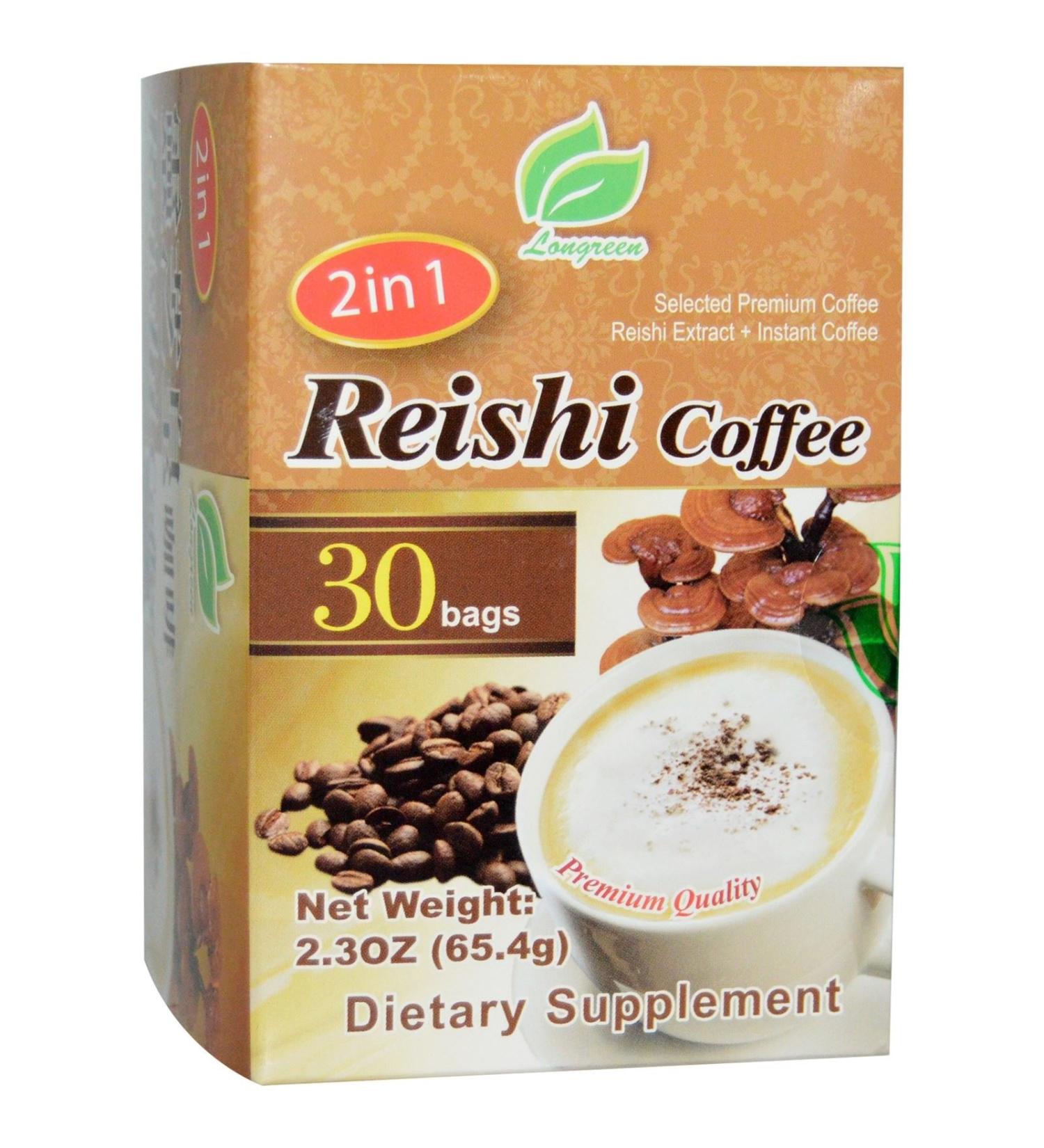 Longreen 2 in 1 Reishi Coffee Reishi Mushroom & Coffee 30 Bags 2.3 oz (65.4 g) Each