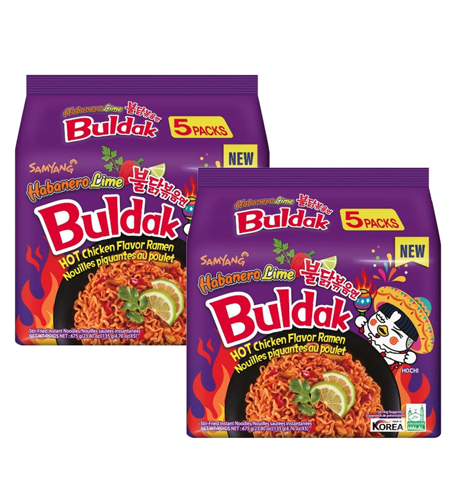 Samyang Habanero Lime Noodles Buldak Hot Chicken Flavour Ramen 135g (Pack of 10) HALAL - Buy Online on GoSupps.com