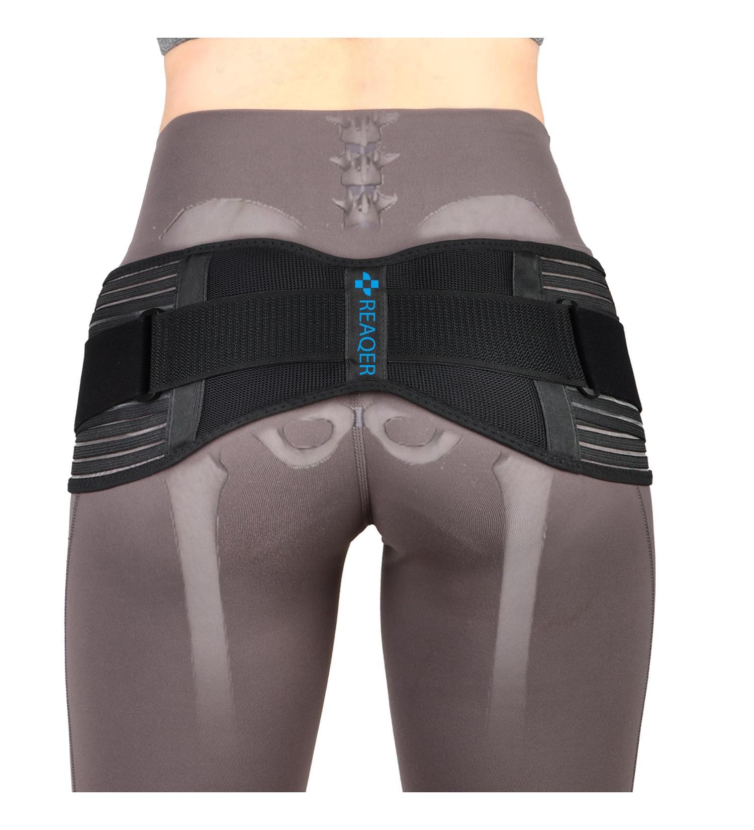 REAQER Sacroiliac SI Joint Hip Belt - Support Brace for Sciatica Pelvic & Lower Back Pain Relief - Ventilated Compression for Men & Women - Buy Online on GoSupps.com
