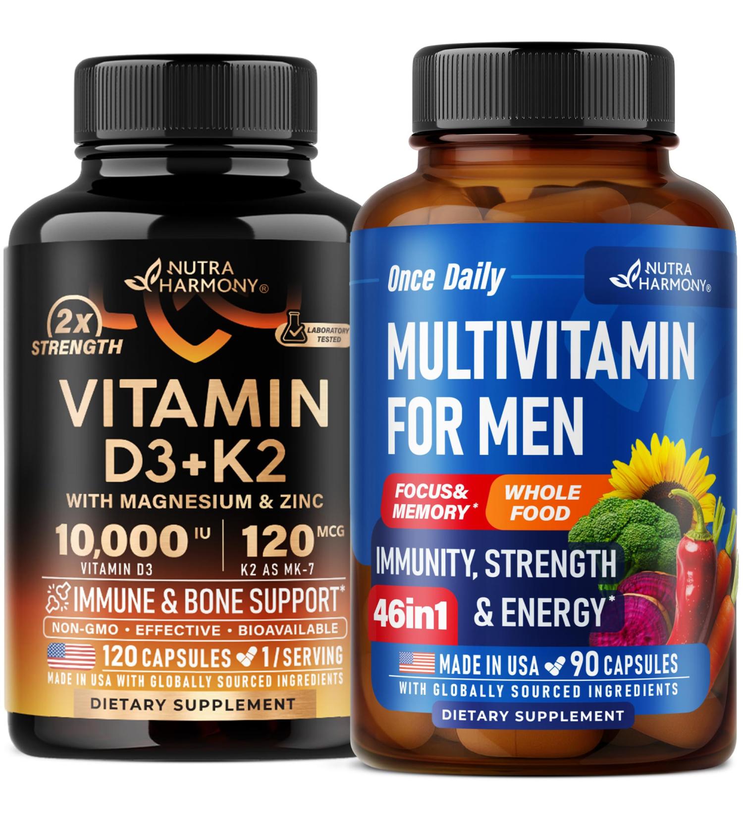 NUTRAHARMONY Vitamin D3 K2 & Multivitamins for Men Capsules