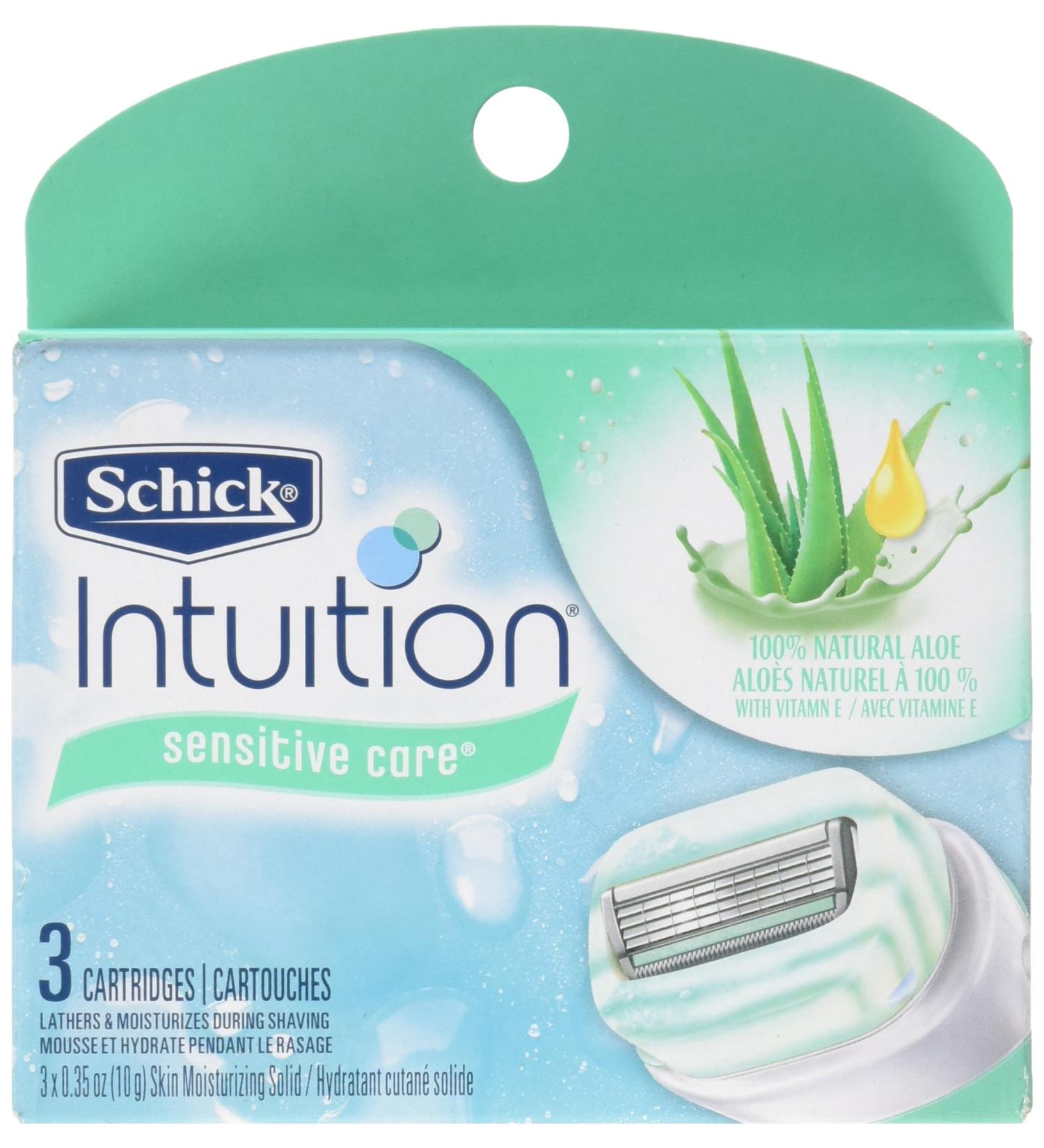 Schick Intuition Sensitive Care Razor Blade Refill Cartridges, 3 Count (Packaging may vary)
