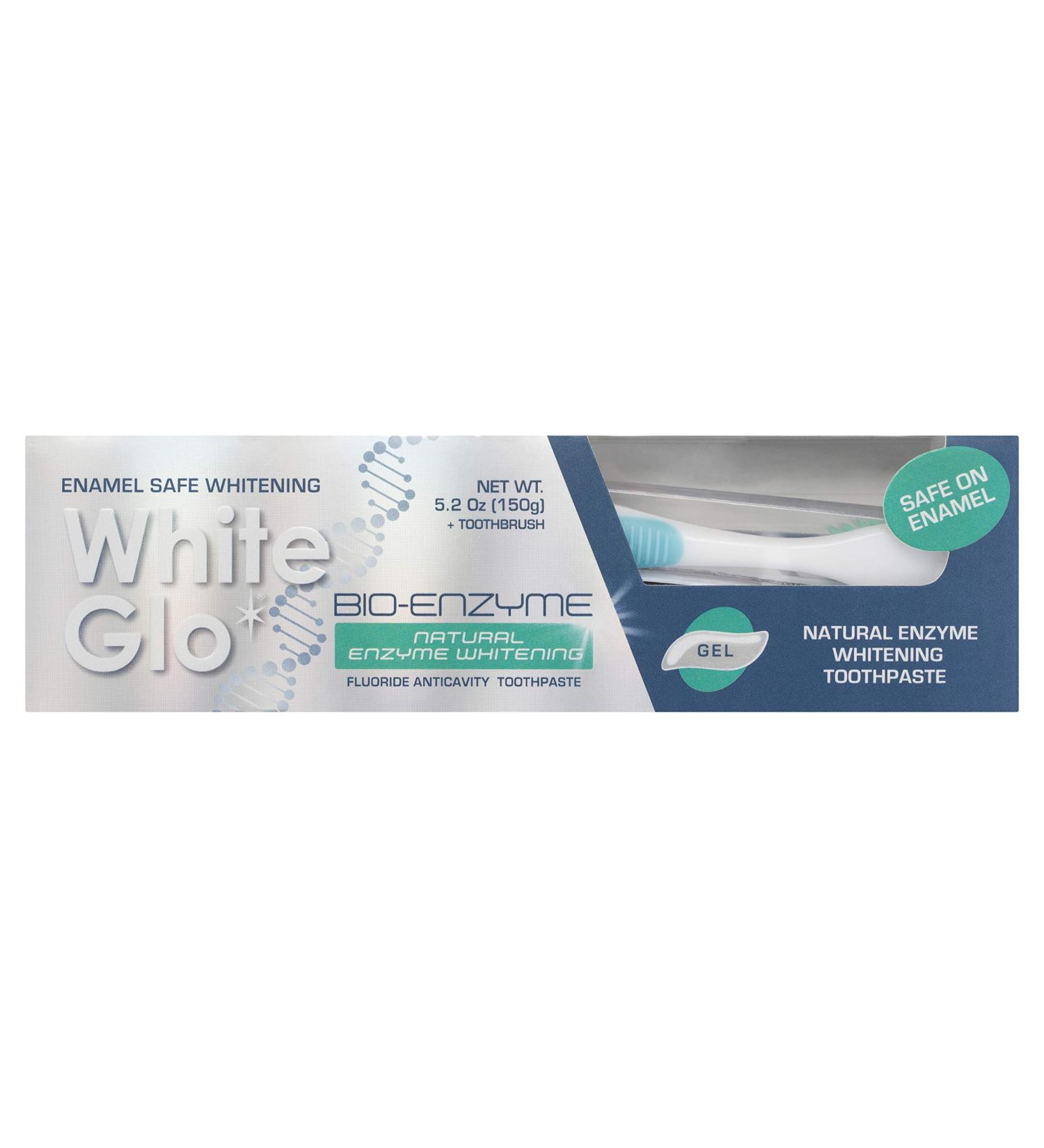 White Glo Bioenzyme 24 Hour Whitening Toothpaste - Dual Whitening Action Fluoride-Enriched Natural Enzyme Technology for Stain Removal - 5.3 oz - Buy Online on GoSupps.com