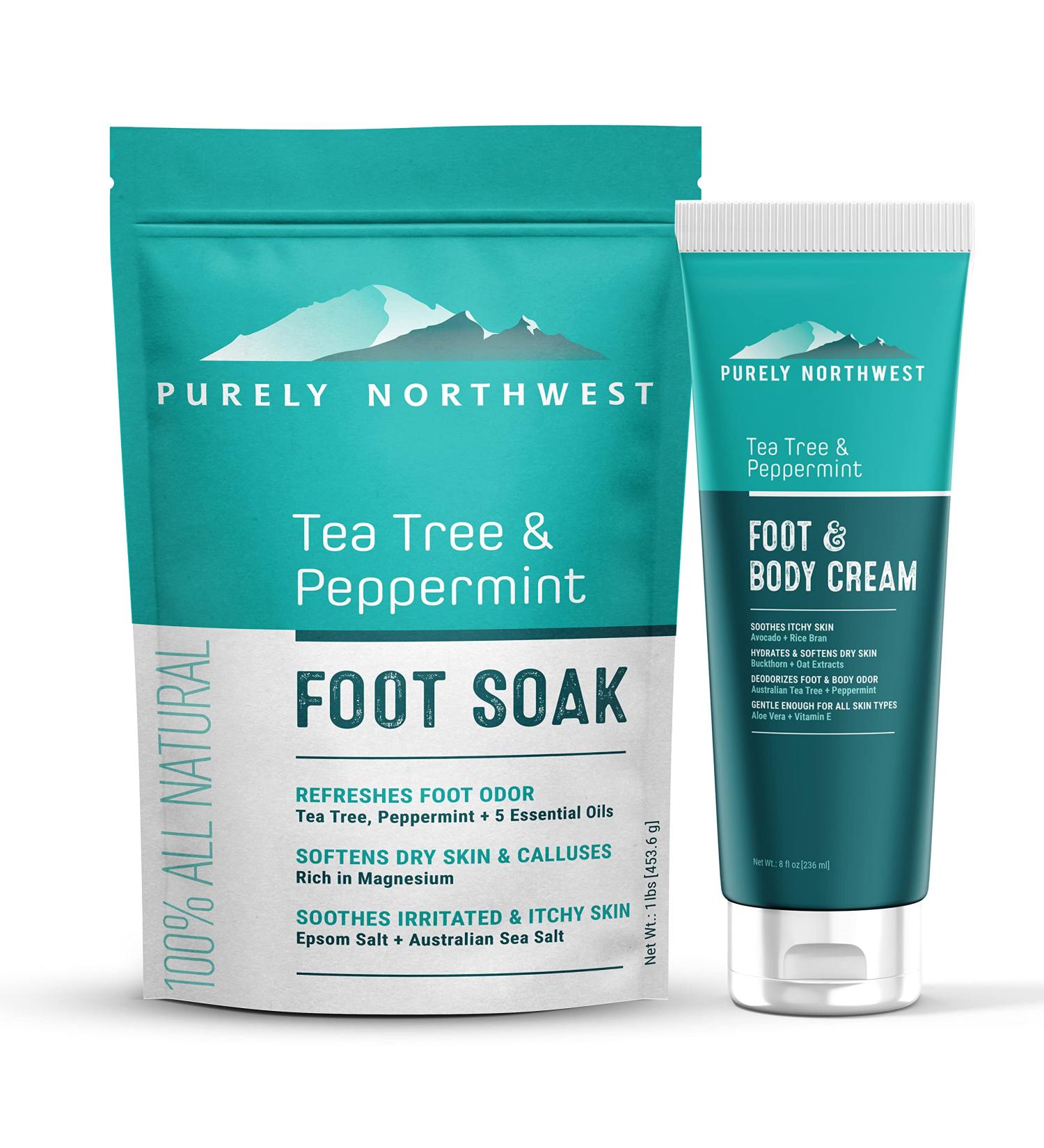 Purely Northwest 2-in-1 Callus Softener & Remover with Epsom, Tea Tree, Peppermint, MSM - Natural Foot Soak & Lotion for Dry, Hard Calluses, Corns & Cracked Heels - Buy Online on GoSupps.com