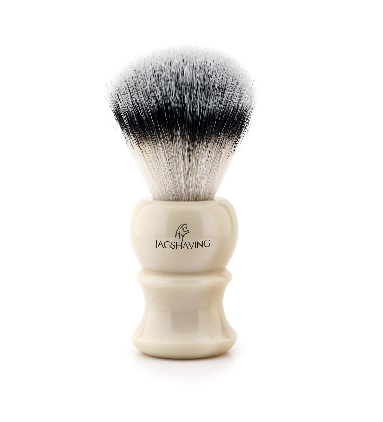 Men's shaving brush synthetic bristles ivory handle