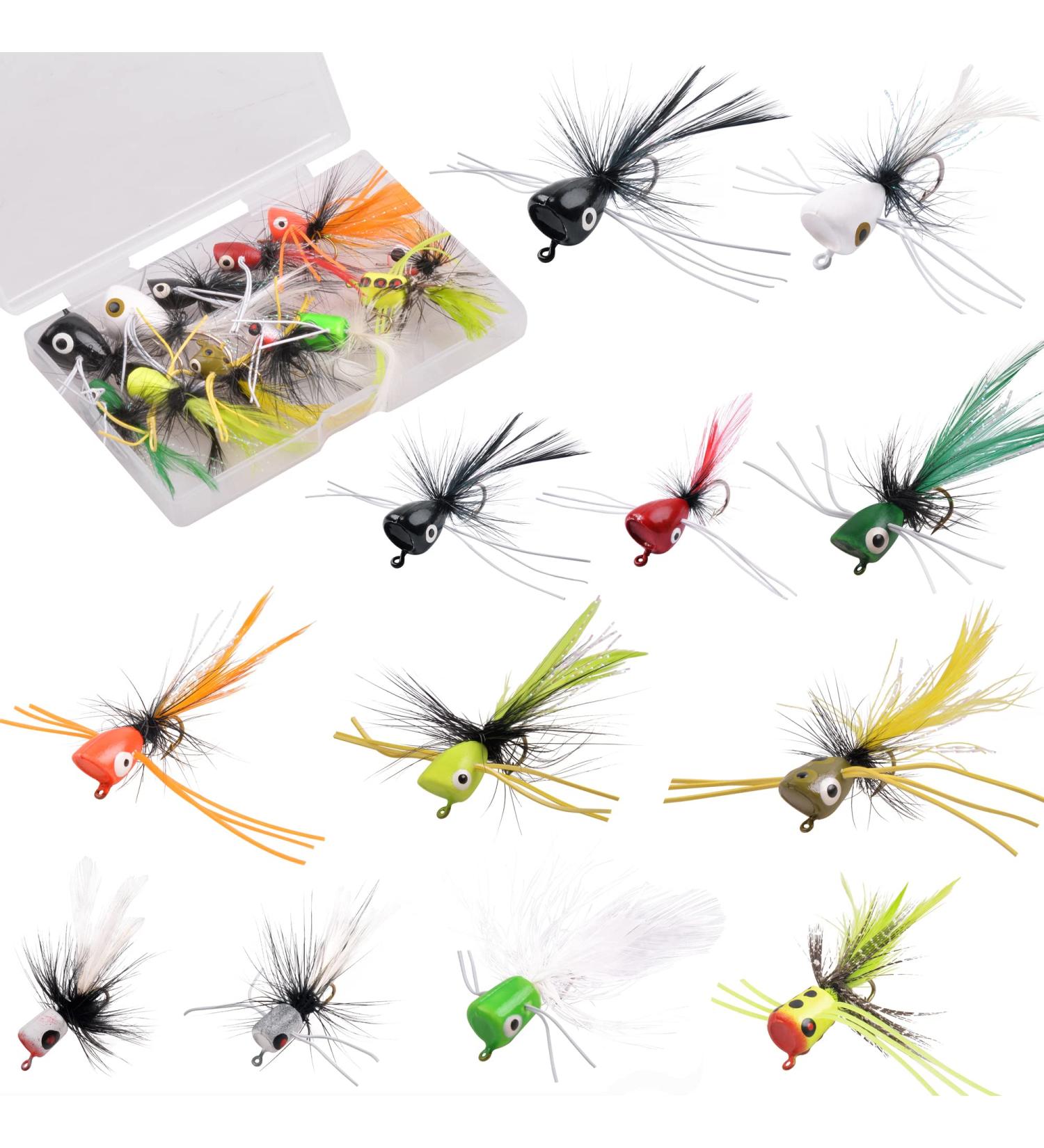Topwater Fly Fishing Poppers Kit for Bass Trout Panfish - 12/15pcs Lures Set - Buy Online on GoSupps.com