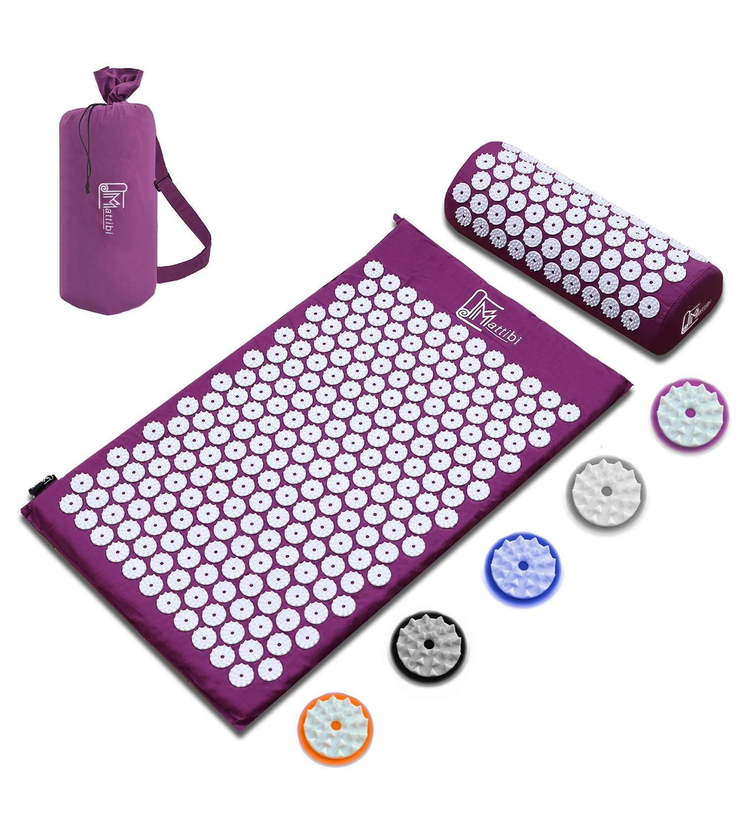 Buy Yantramatte Acupressure Mat & Pillow Set - Original Needle Mat for Pain Relief & Relaxation | Purple Spiked Mat for Neck Back & Feet Massage - Buy Online on GoSupps.com