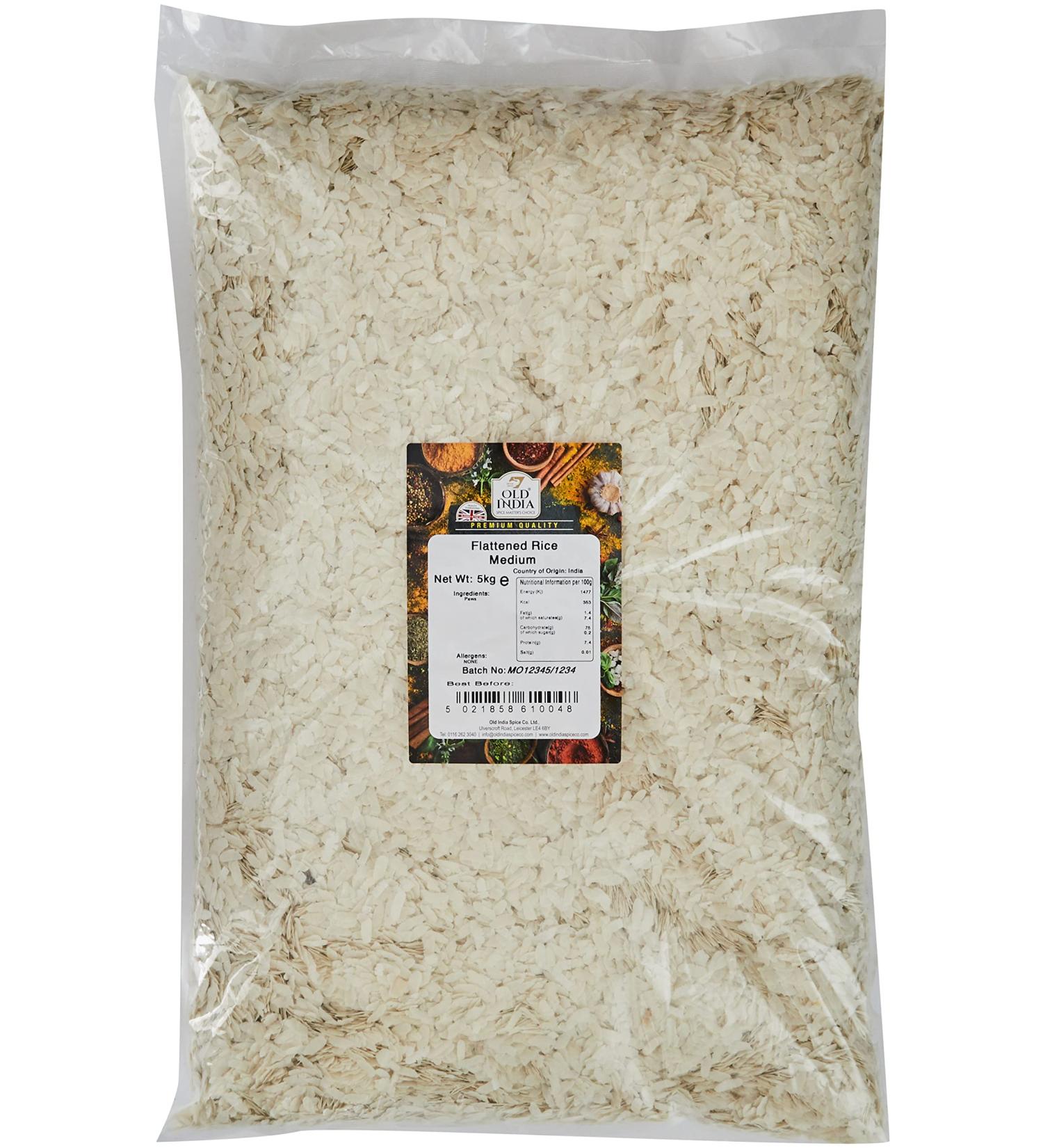 Old India Flattened Rice Medium 5kg - Traditional Indian Rice for Cooking & Snacking - Buy Online on GoSupps.com
