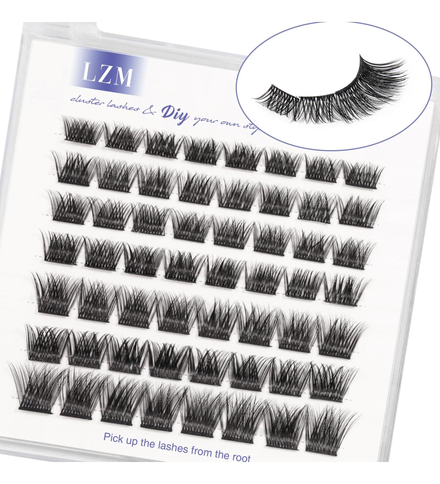 LZM Natural Look Individual Lashes | 8-14mm Mixed DIY C Curl False Lashes | Thin Band Wispy Cluster & Soft Cat Eye Lashes - Luckies 12mm - Buy Online on GoSupps.com