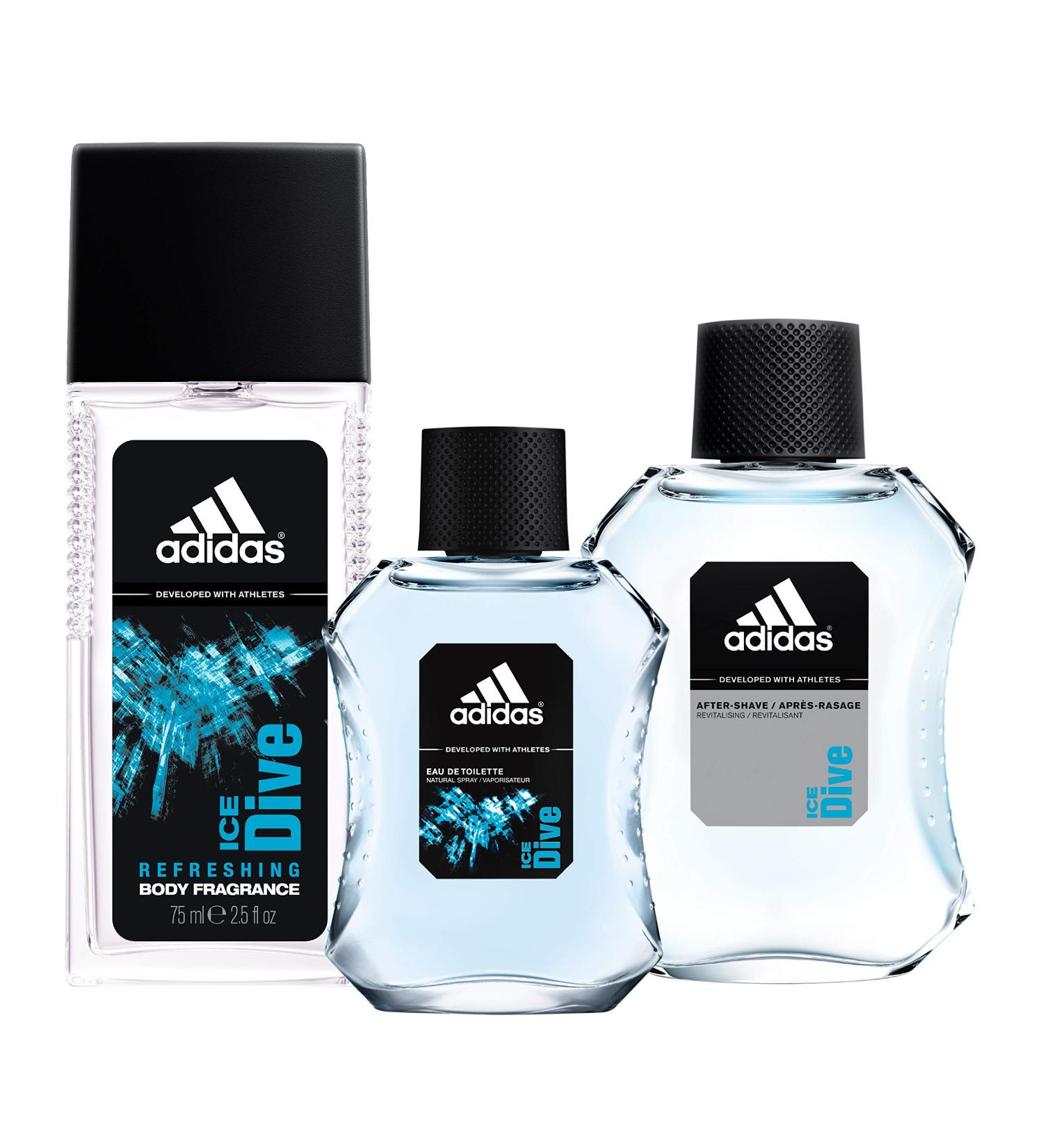 adidas Ice Dive 3 Piece Set 3 Piece Set Body Spray + Eau De Toilette + Aftershave
