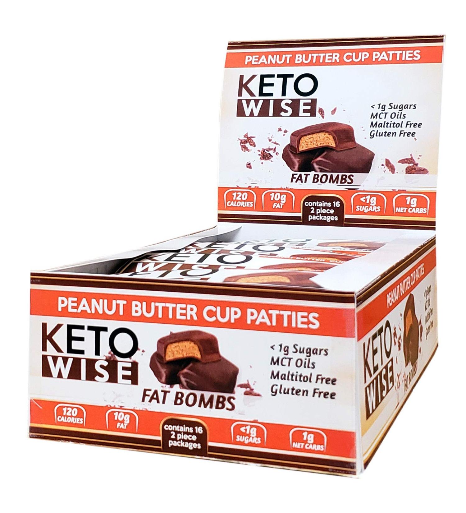 Keto Wise Peanut Butter Cup Patties Fat Bombs - 34g each (Pack of 16) - Buy Online on GoSupps.com