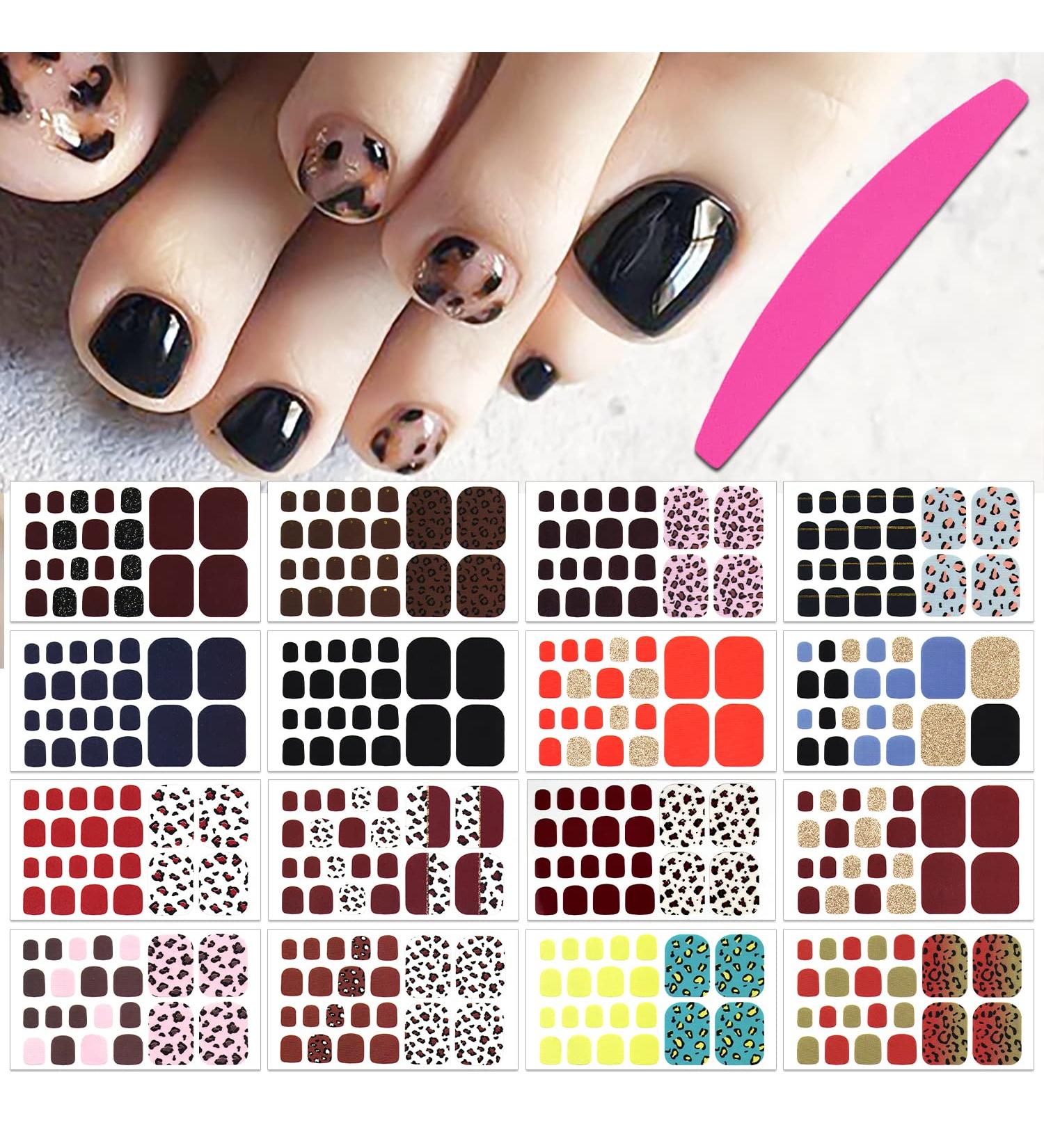 SILPECWEE 16 Sheets Leopard Toe Nail Stickers | Cheetah Print Full Nail Wraps for Women | Self-Adhesive Manicure Sticker for Toes with Nail File - Buy Online on GoSupps.com