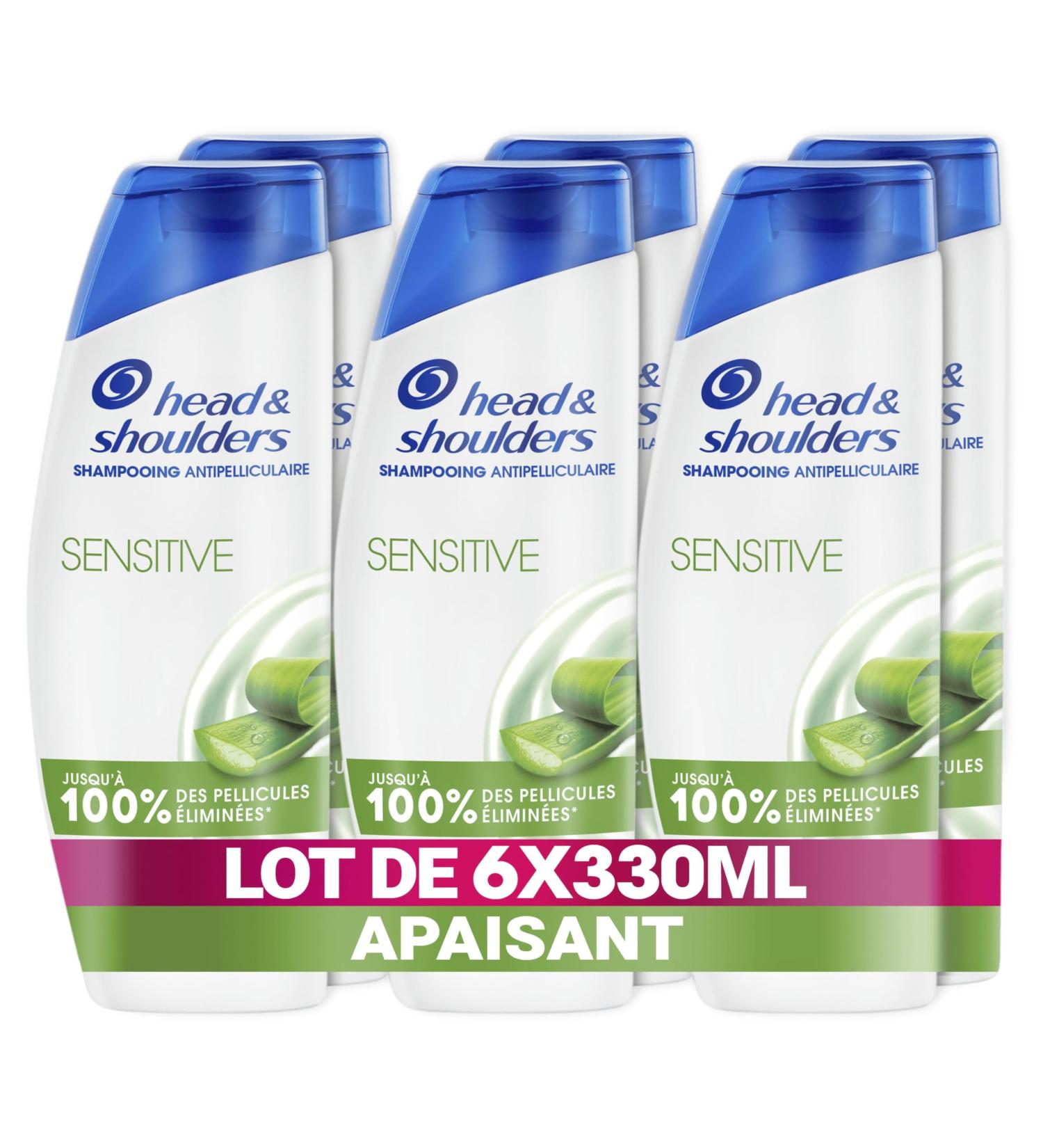 Head & Shoulders Sensitive Anti-Dandruff Shampoo 6x330ml Daily Use Clinically Proven to Eliminate Up to 100% of Dandruff All Hair and Scalp Types - Buy Online on GoSupps.com