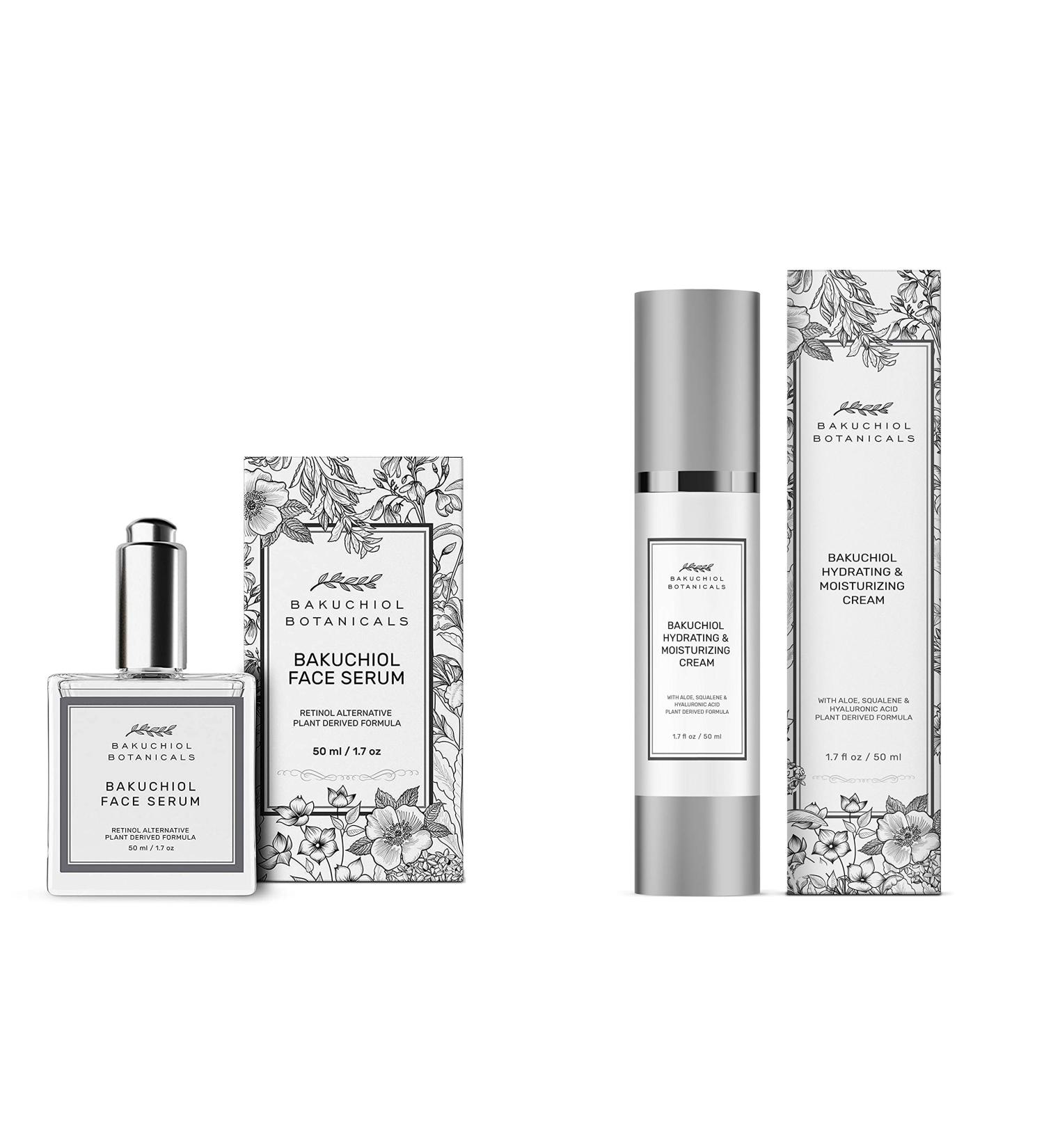 Bakuchiol Botanicals Facial Kit - Retinol Alternative - Fine Lines & Wrinkles - Irritation - Evens Natural Tone - Moisturizes - Anti Aging - Contains Bakuchiol Serum & Moisturizer 1.7 oz each - Buy Online on GoSupps.com