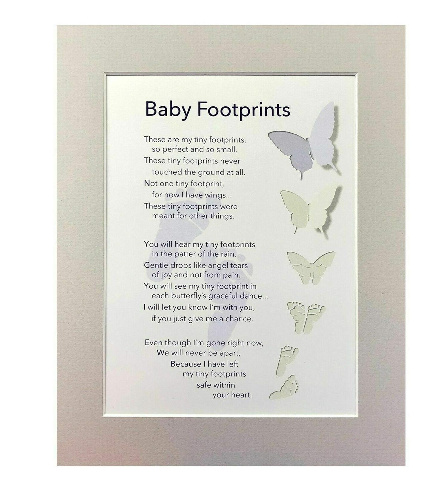 Online Street Baby Foot Print Memorial Memory Mounts with Poem for Photo Frame Keepsake Gift | Ideal Decorations for Boys Girls Room Nursery and Walls Decor