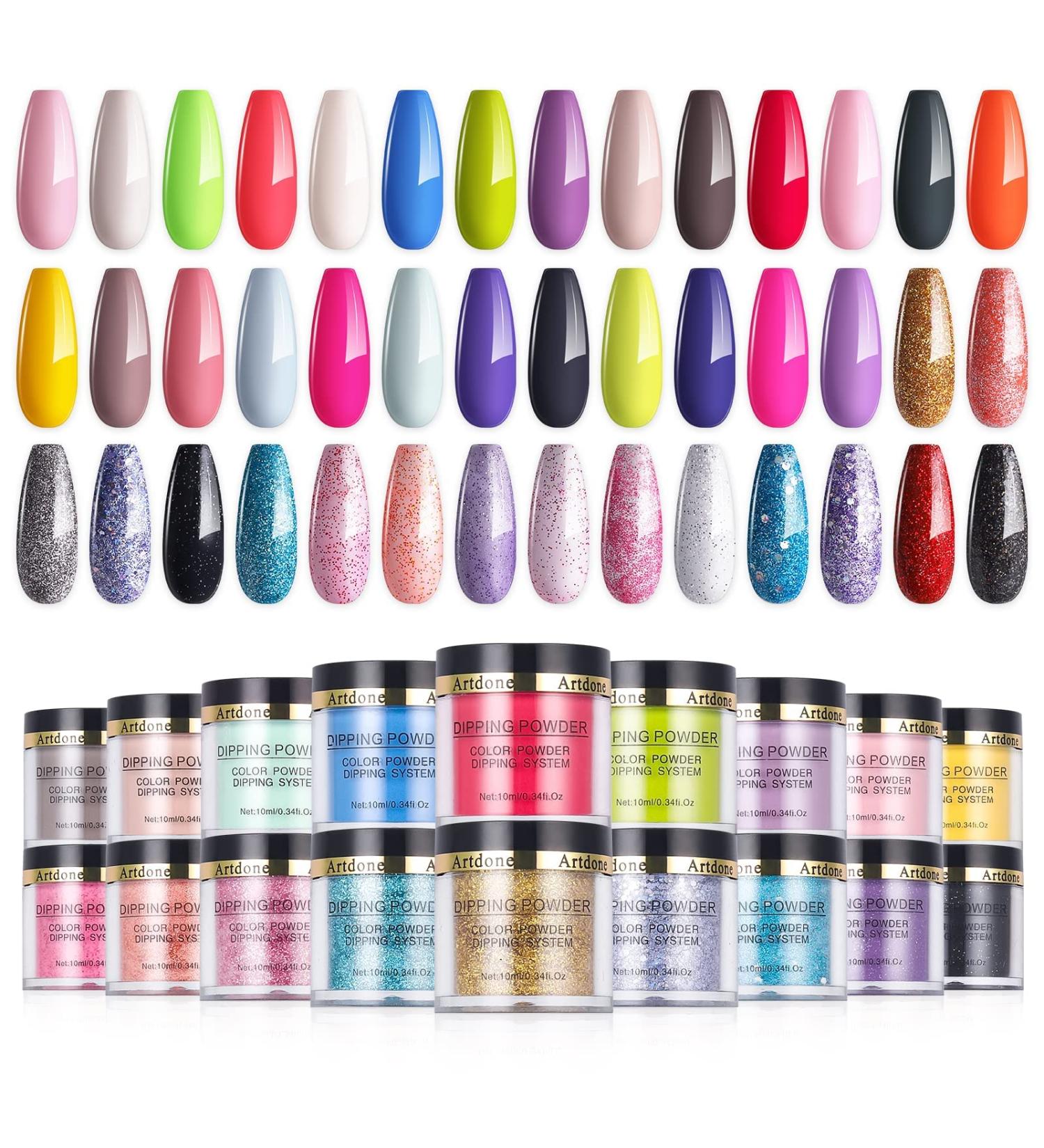 Artdone Dipping Powder Nail Set - 42 Colors, Long Lasting, Lamp-Free, Glitter Nail Art Decoration - Buy Online on GoSupps.com