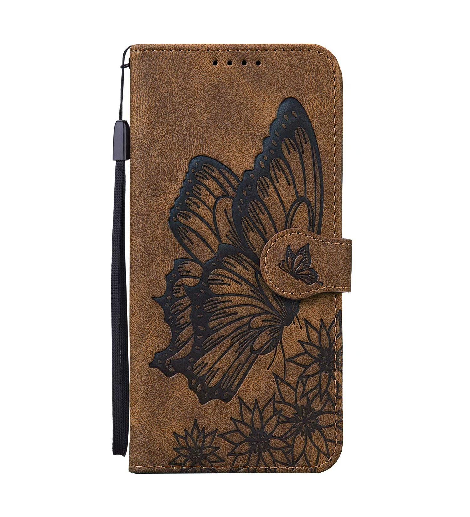 Miagon Wallet Case for Huawei Y6 2019 Flip PU Leather Case with Card Slots and Stand Feature Retro Butterfly Design Protective Cover Brown Huawei Y6 2019 Brown - Buy Online on GoSupps.com