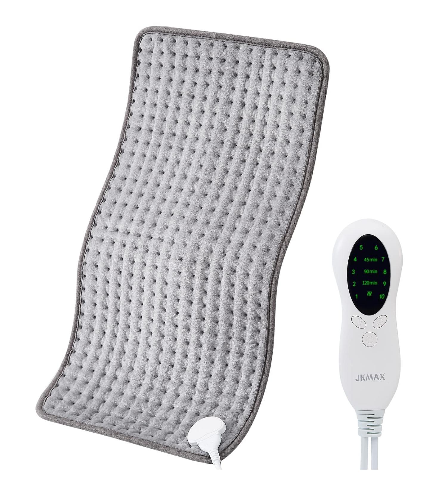 JKMAX Heating Pad for Back Pain Relief - 10 Heat Settings - Moist/Dry Heat Therapy - Machine-Washable - 12x24 Inch Grey - Buy Online on GoSupps.com