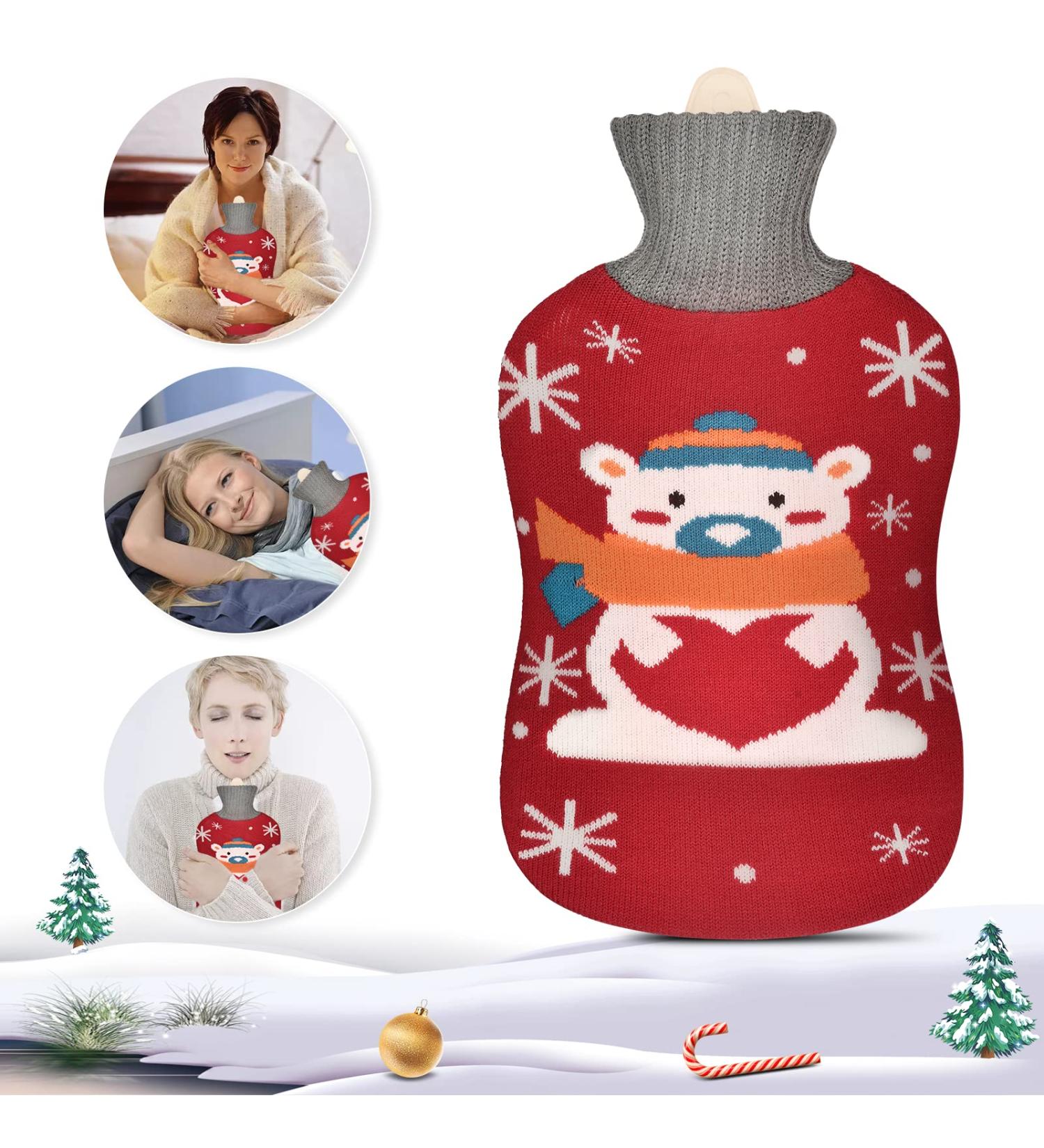 2L Heat Bottle with Animal Cover - Removable & Washable Hot Water Bottle for Winter | Perfect Christmas Gift for Friends & Family - Buy Online on GoSupps.com