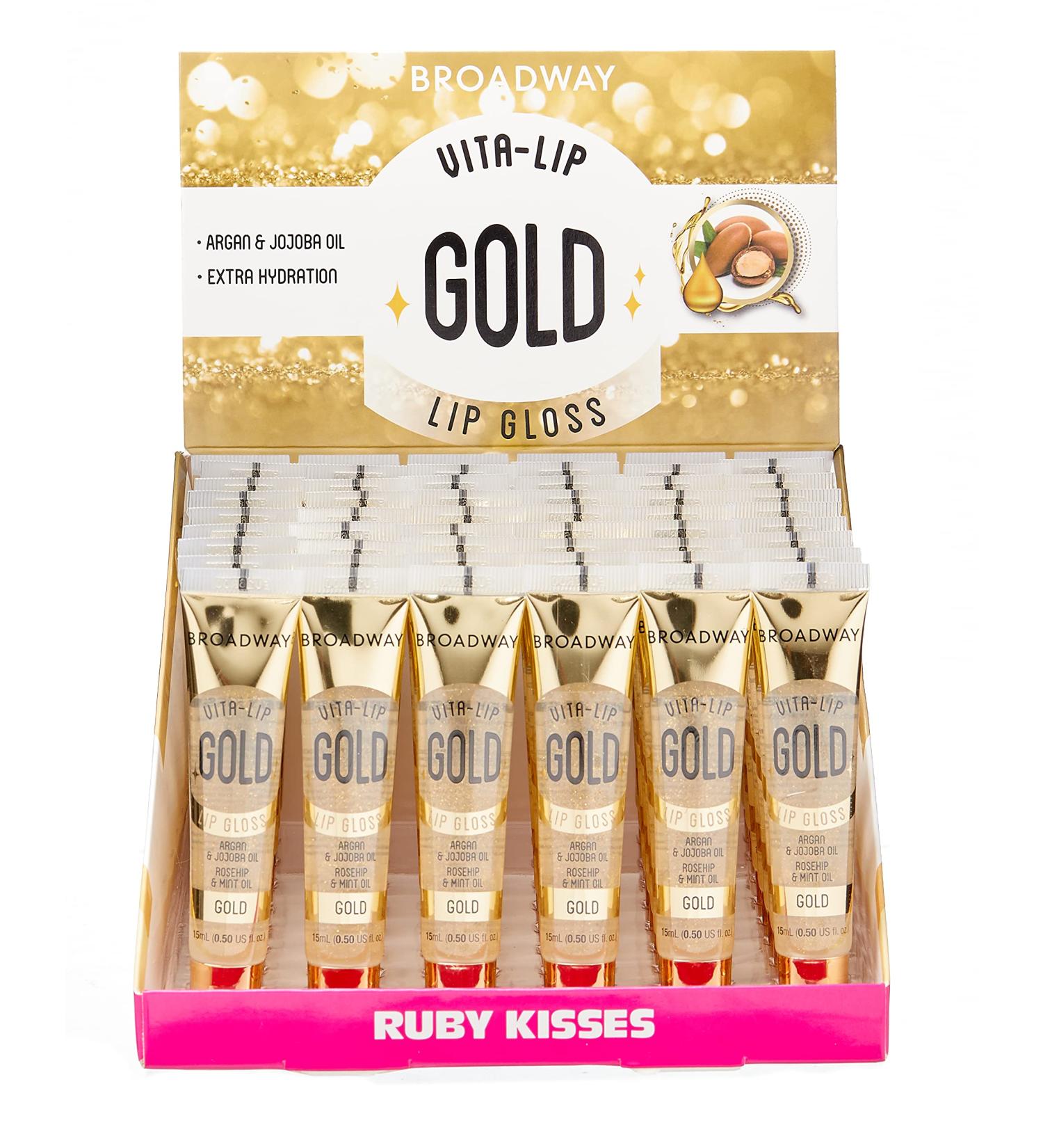 Broadway Vita-Lip Clear Lip Gloss Box Display Set (Gold) - Moisturizing Lip Gloss Collection - Buy Online on GoSupps.com