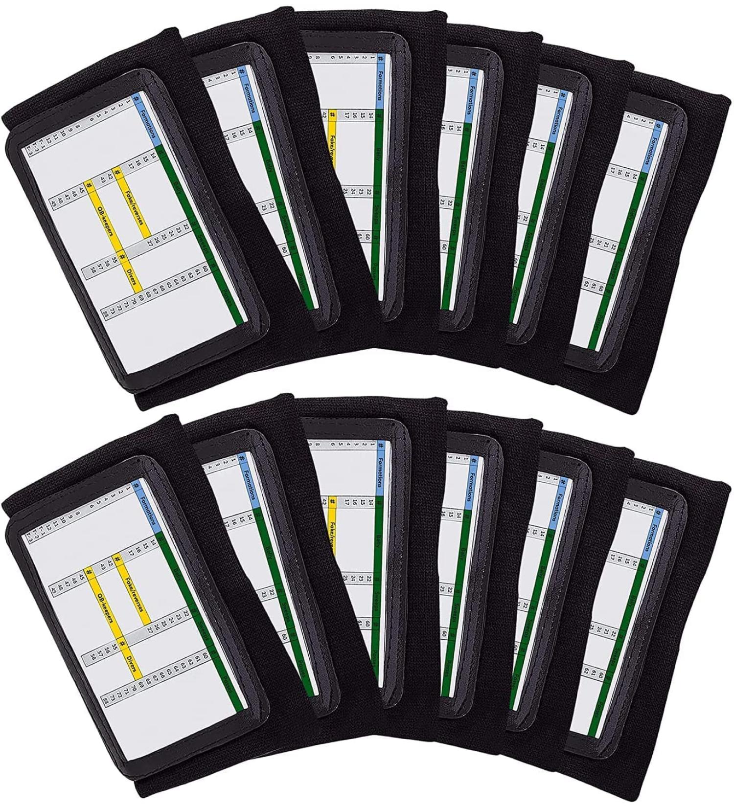 Pro Athletics QB Playbook Wristband - 12-Pack Black | Football Quarterback Play Wristbands for Youth, 3 Compartments - Wrist Coach for All Sports - Buy Online on GoSupps.com