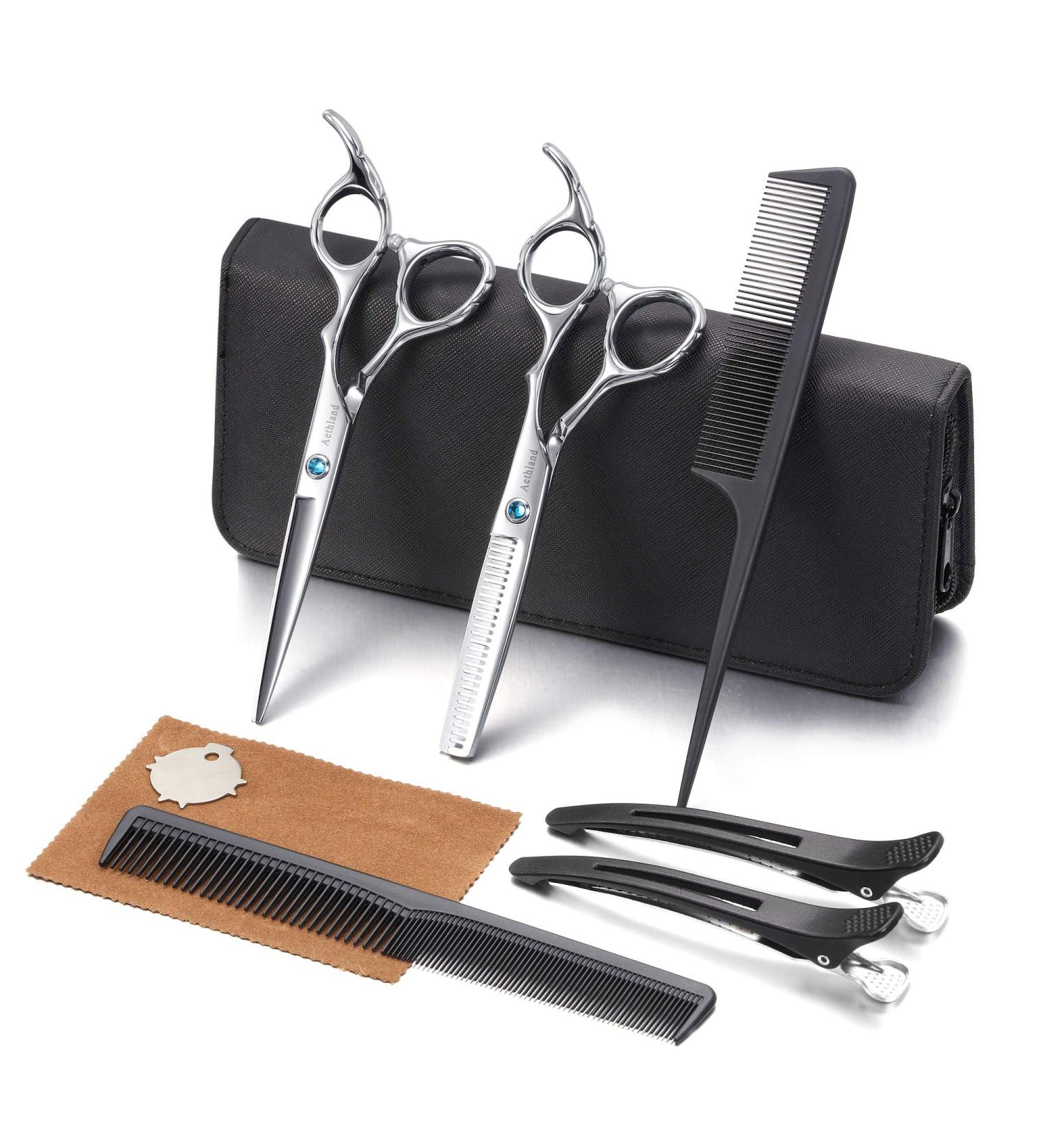 Aethland Professional Hair Cutting Scissors Kit - 6.5 inch Japanese 9CR SS Shears for Barber Hairdressing - Trimming, Shaping, Grooming, Thinning - Men, Women, Pets - Home Salon Quality - Buy Online on GoSupps.com