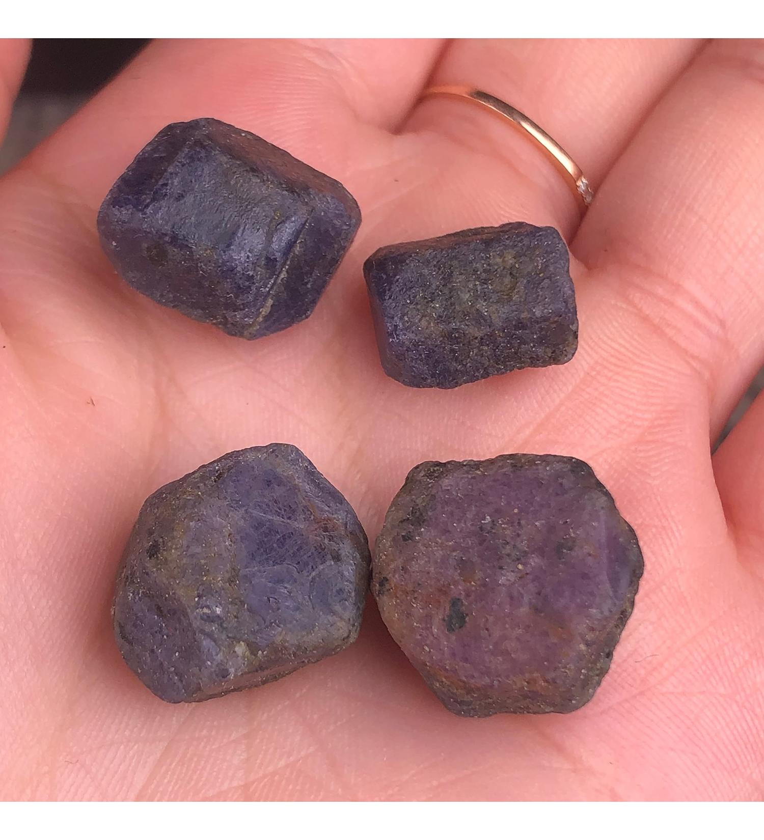 Natural Crystal Rough Natural Crystal 4pcs Natural Corundum Raw Stones Natural Rough Gemstone Crystal Specimen Stone Collection - Buy Online on GoSupps.com