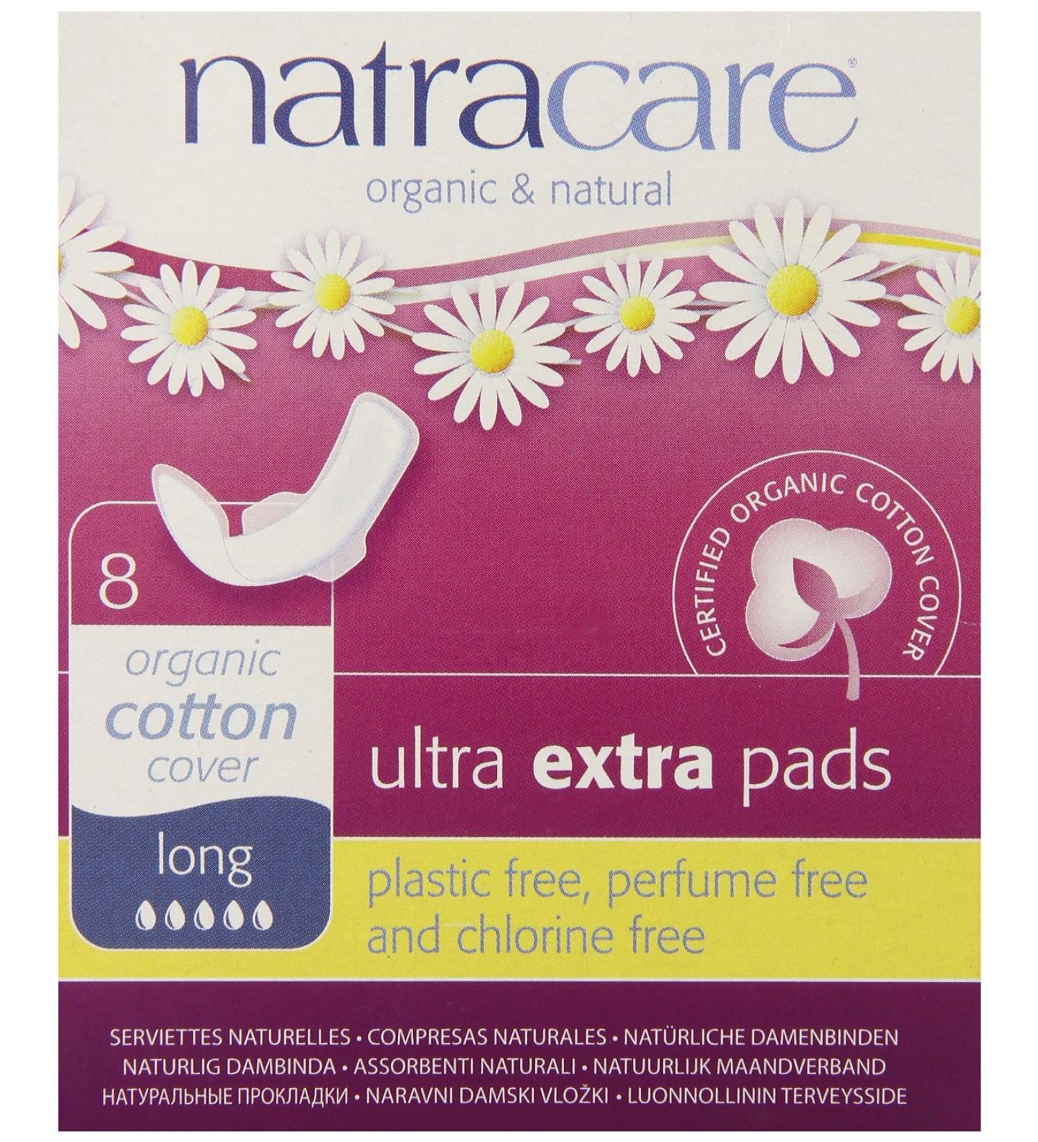 Natracare Organic Cotton Extreme Extra Long Pads with Wings - 8 Count (Pack of 6) - Eco-Friendly & Hypoallergenic - International Shipping Available - Buy Online on GoSupps.com