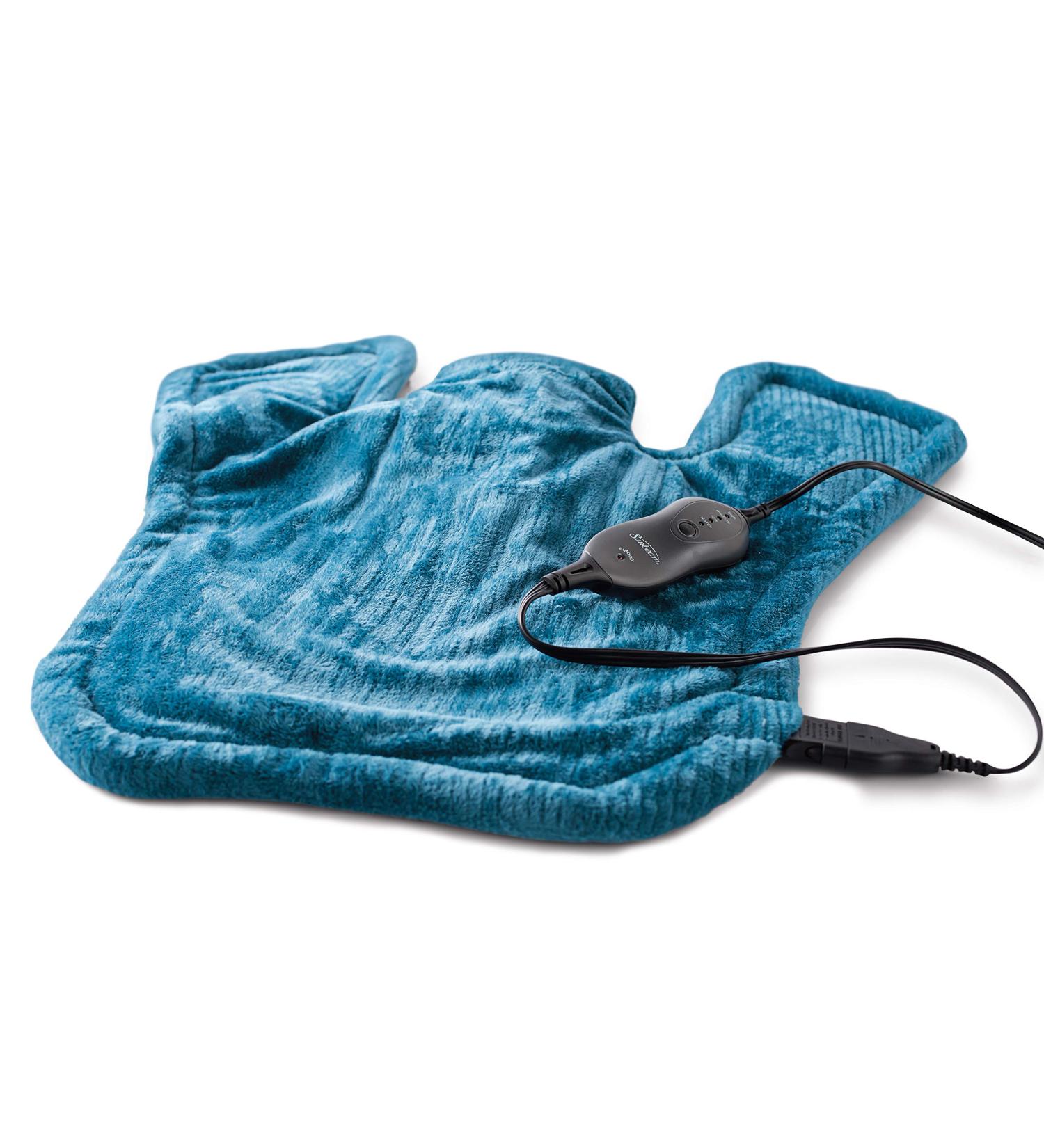Sunbeam XL Renue Heating Pad - Neck & Shoulder Pain Relief - 4 Heat Settings - Auto-Off - Blue Sapphire - 25 x 25 - Buy Online on GoSupps.com