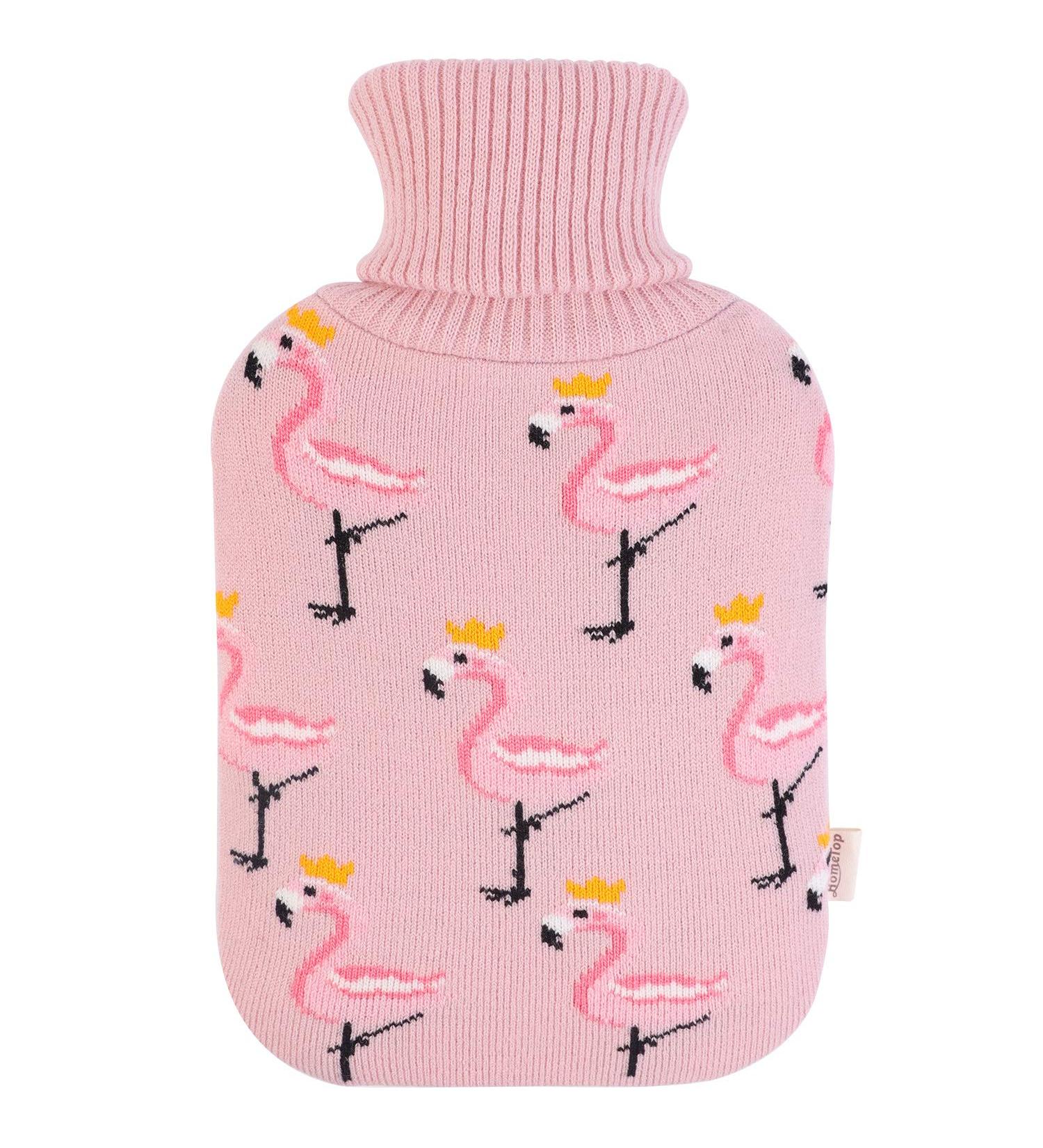 Soft Knit Fashion Flamingo Hot Water Bottle Cover - Pink (2L) | HomeTop Large Cover - Buy Online on GoSupps.com