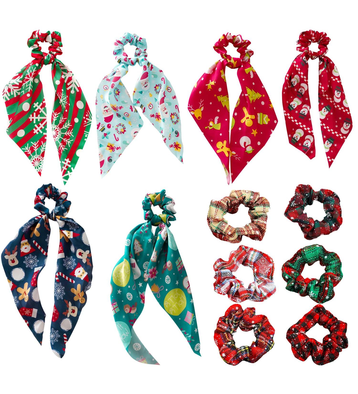 Miaija 12Pieces Christmas Hair Scrunchies Plaid Elastic Hair Bands and Bow Ribbon Scrunchies Hair Styling Fashion Headbands for Women Girls Accessories - Buy Online on GoSupps.com
