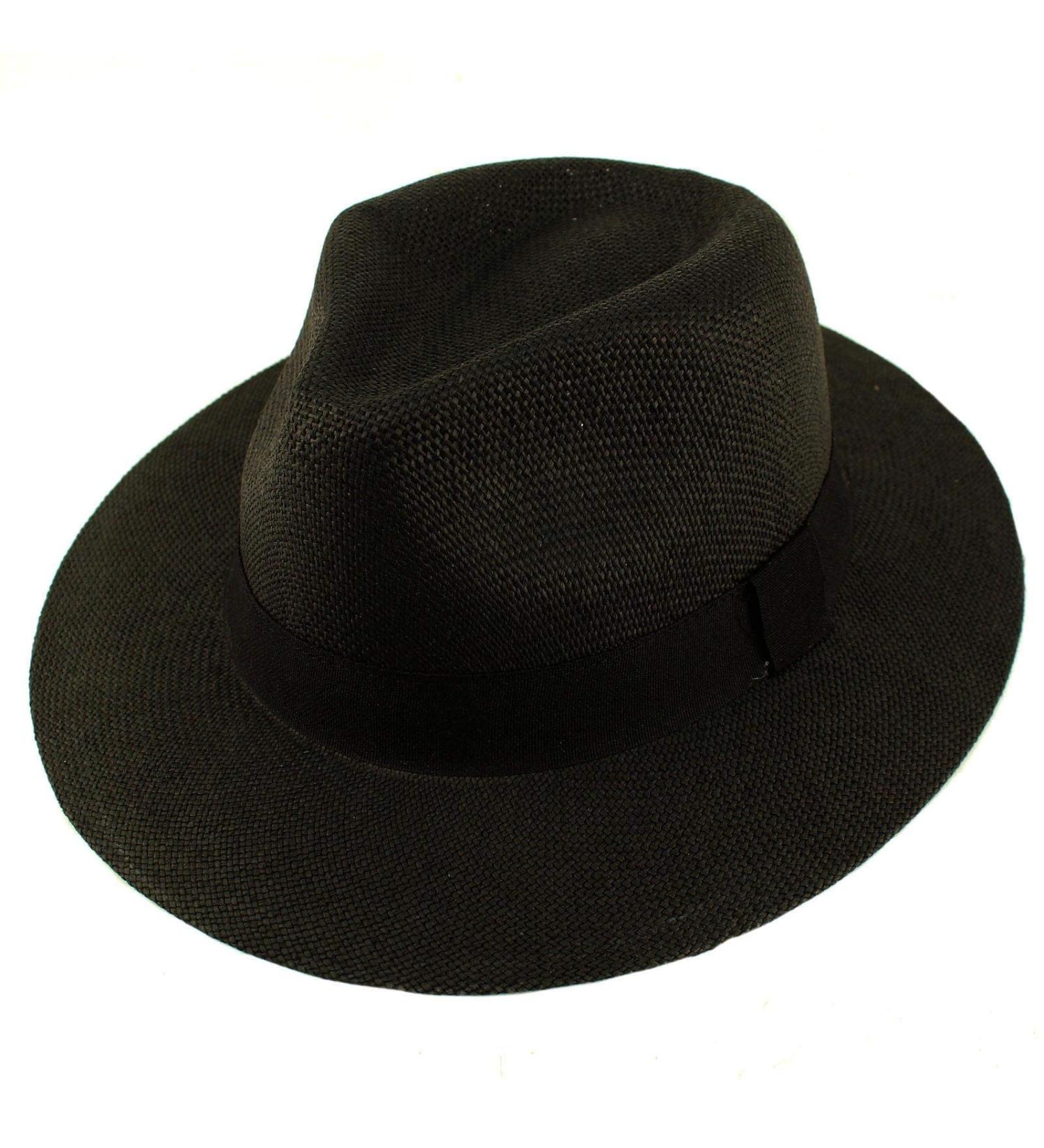 Unisex Summer Panama Fedora Hat - Adjustable Wide Brim in Black - Buy Online on GoSupps.com