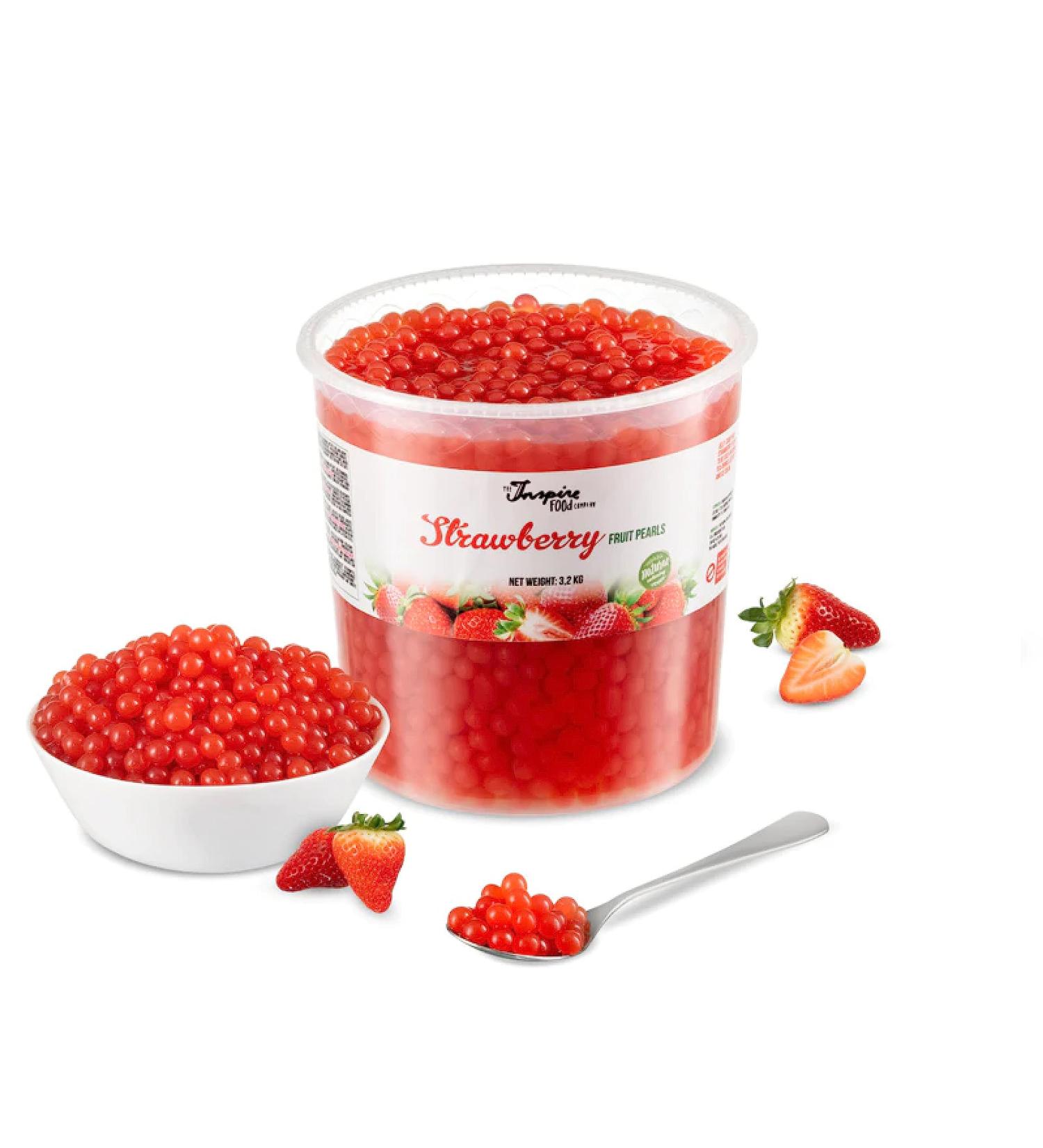 Inspire Food Strawberry Bubble Tea Pearls | Vegan & Gluten-Free Popping Boba - 3.2kg - Buy Online on GoSupps.com