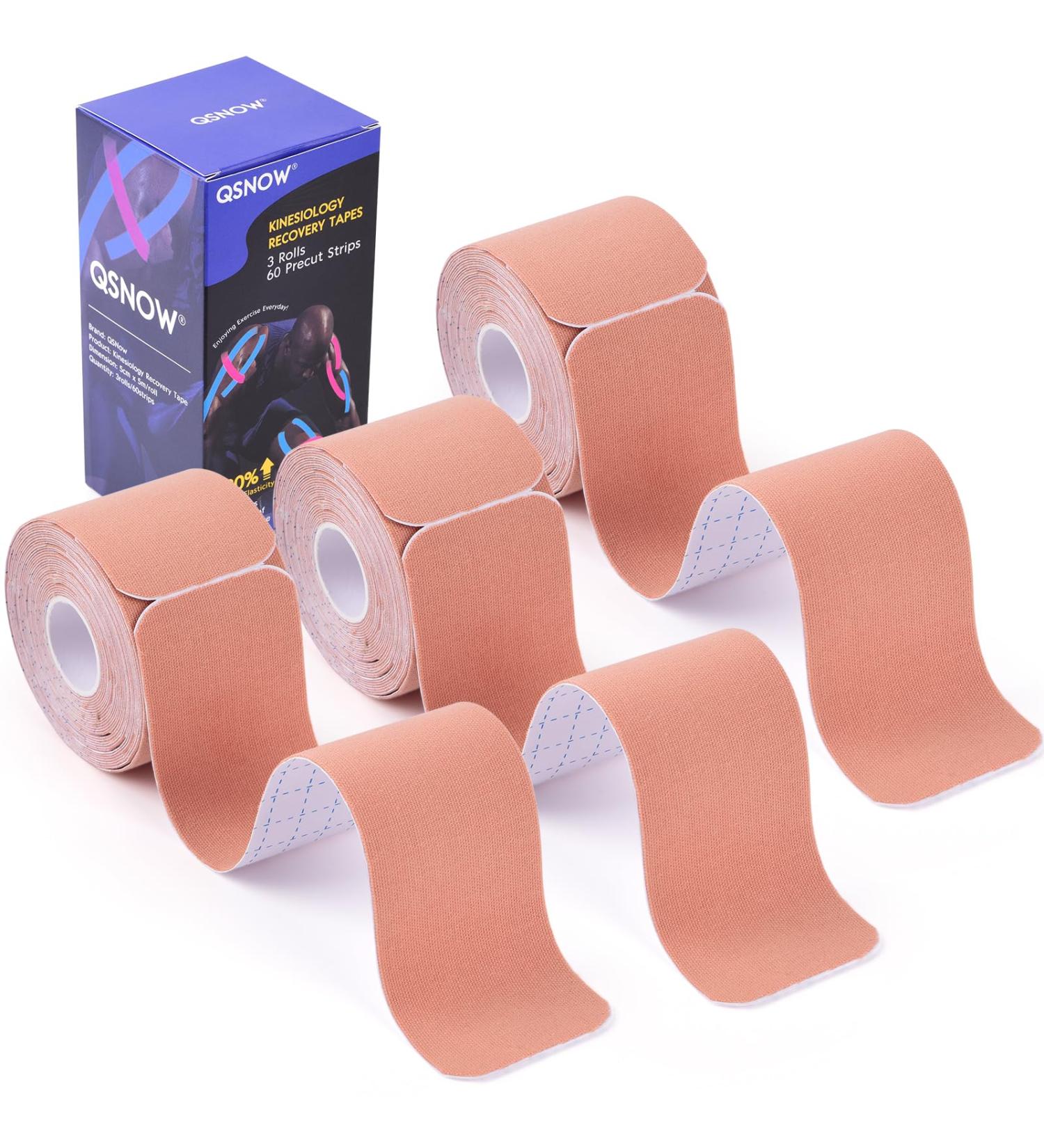 Precut Kinesiology Tape Roll - 3 Original Cotton Rolls for Pain Relief & Recovery | Athletic Muscle & Belly Lift Tape for Wrist Support - Buy Online on GoSupps.com