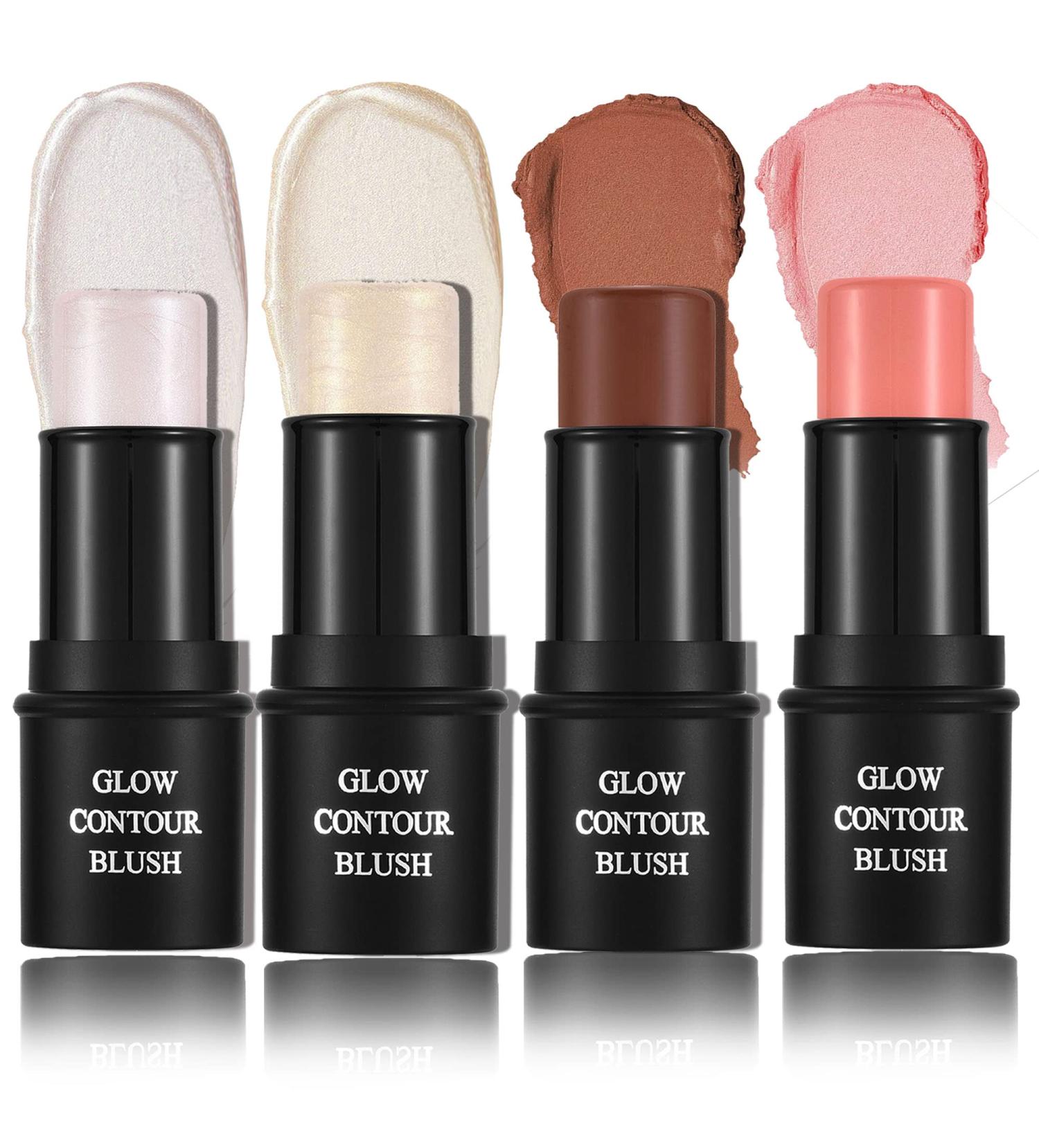 CCbeauty 4Pcs 06# Highlighter Contour Bronzer Blush Shimmer Stick Set - Professional Facial Makeup Kit for Women | Mother's Day Gift - Buy Online on GoSupps.com