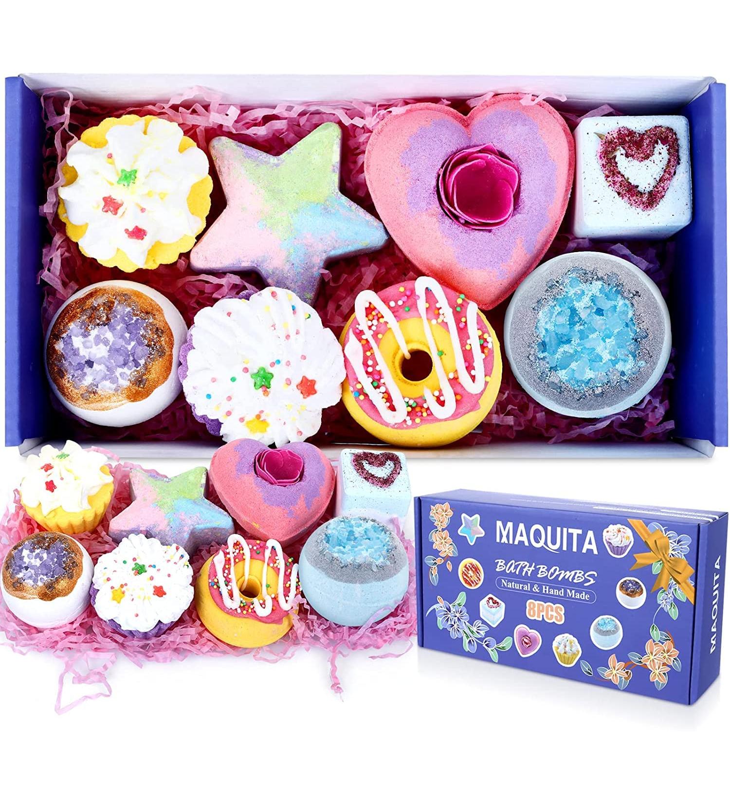 MAQUITA 8Pcs Shower Bath Bombs - Aromatherapy Stress Relief Spa Gift for Women & Girls | Perfect for Mother's Day, Birthday & Christmas - Buy Online on GoSupps.com