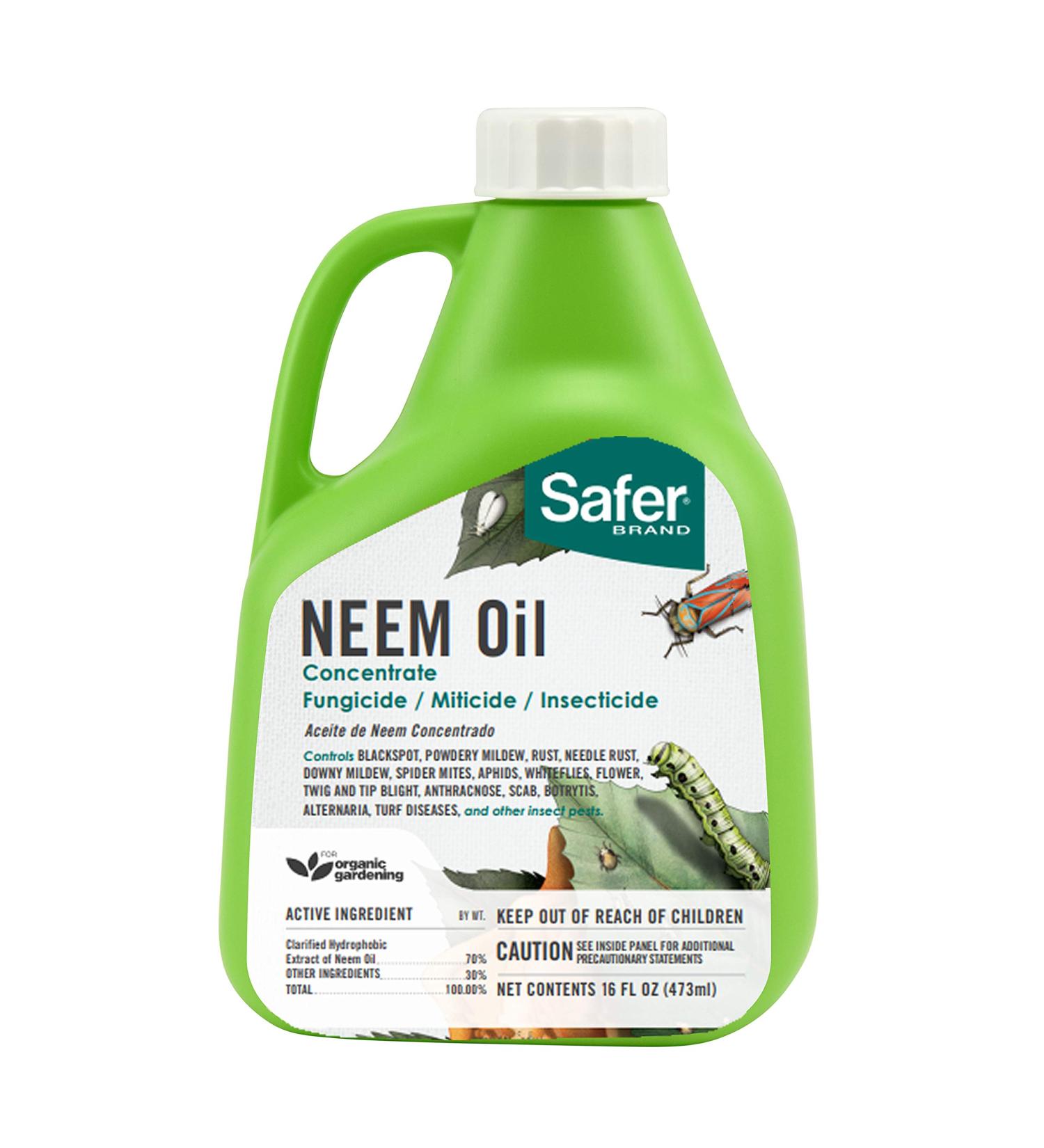Safer Brand Neem Oil Concentrate Insecticide Miticide Fungicide for Plants | Organic OMRI Listed Solution for Insects, Mites, and Fungal Disease - Buy Online on GoSupps.com