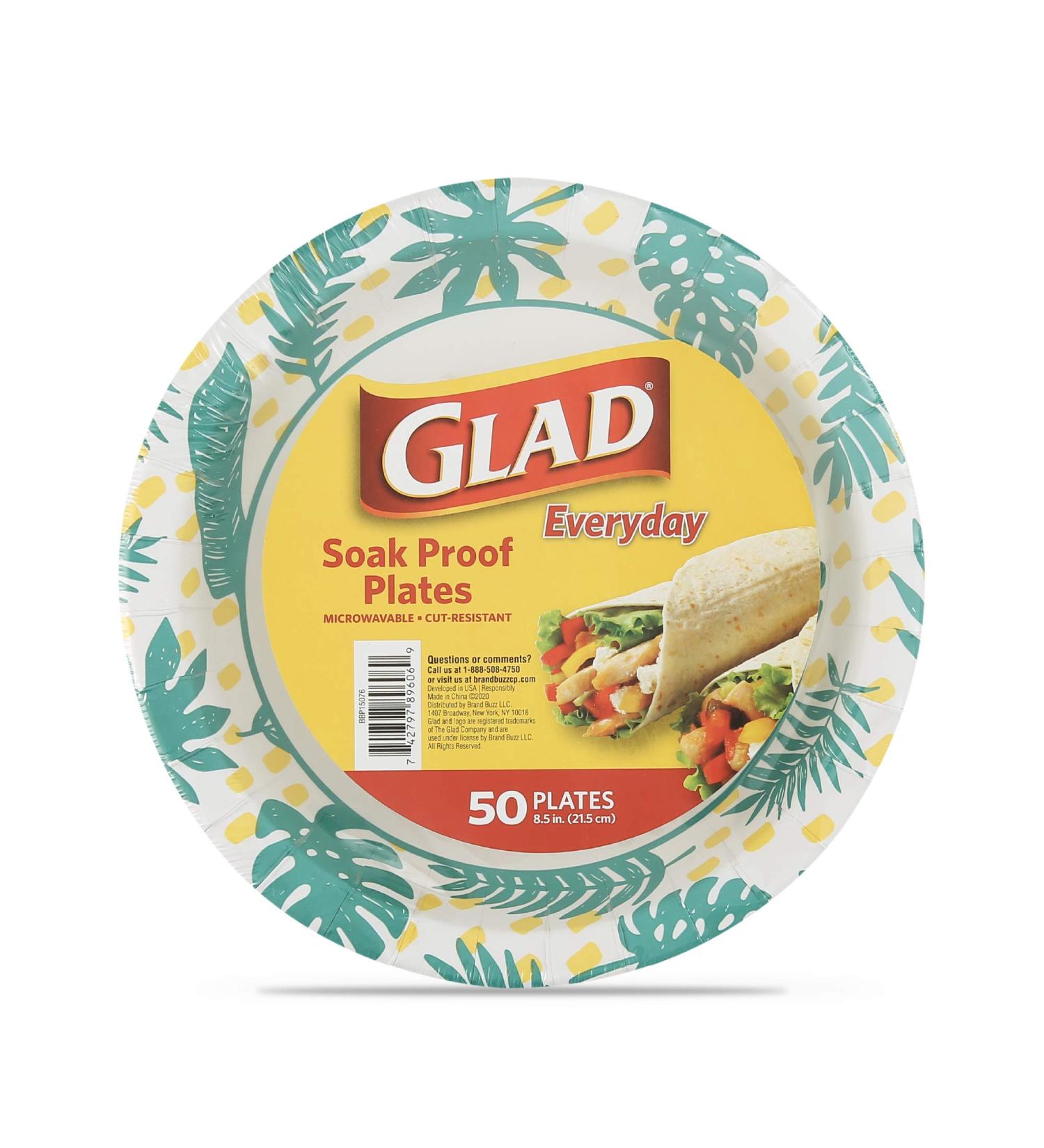 Glad Disposable Palm Leaf Design 8.5 Inch Paper Plates - 50 Count Pack - Buy Online on GoSupps.com