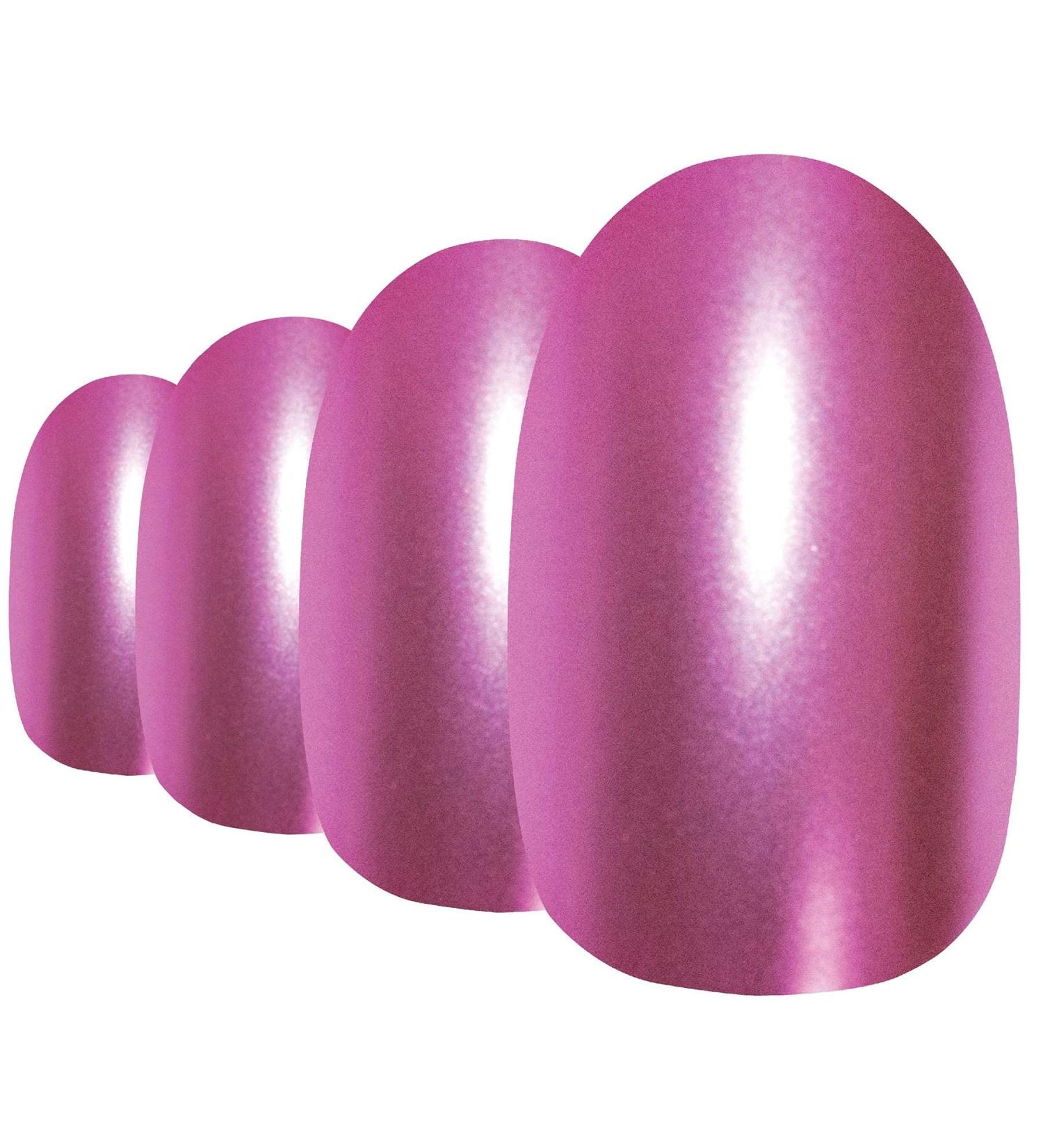 Bling Art Oval False Nails Fake Acrylic Matte Pink Metallic 24 Medium Tips Glue - Buy Online on GoSupps.com