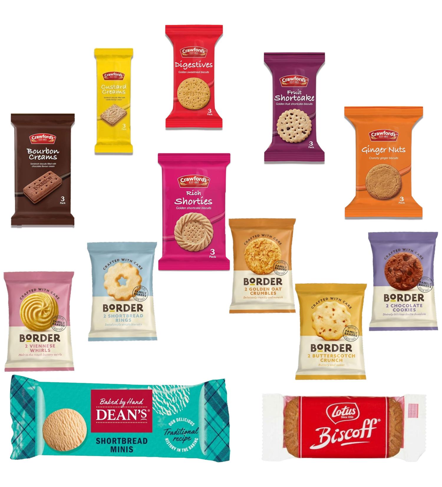 Border Biscuit Lotus Biscoff Crawfords and Deans Shortbread Biscuits Pick N Mix - Choose From 5+ Flavours | Lotus-Biscuits Shortbread-Mini Rounds Custard Digestives - Pack of 20 (4 of Each) - Buy Online on GoSupps.com