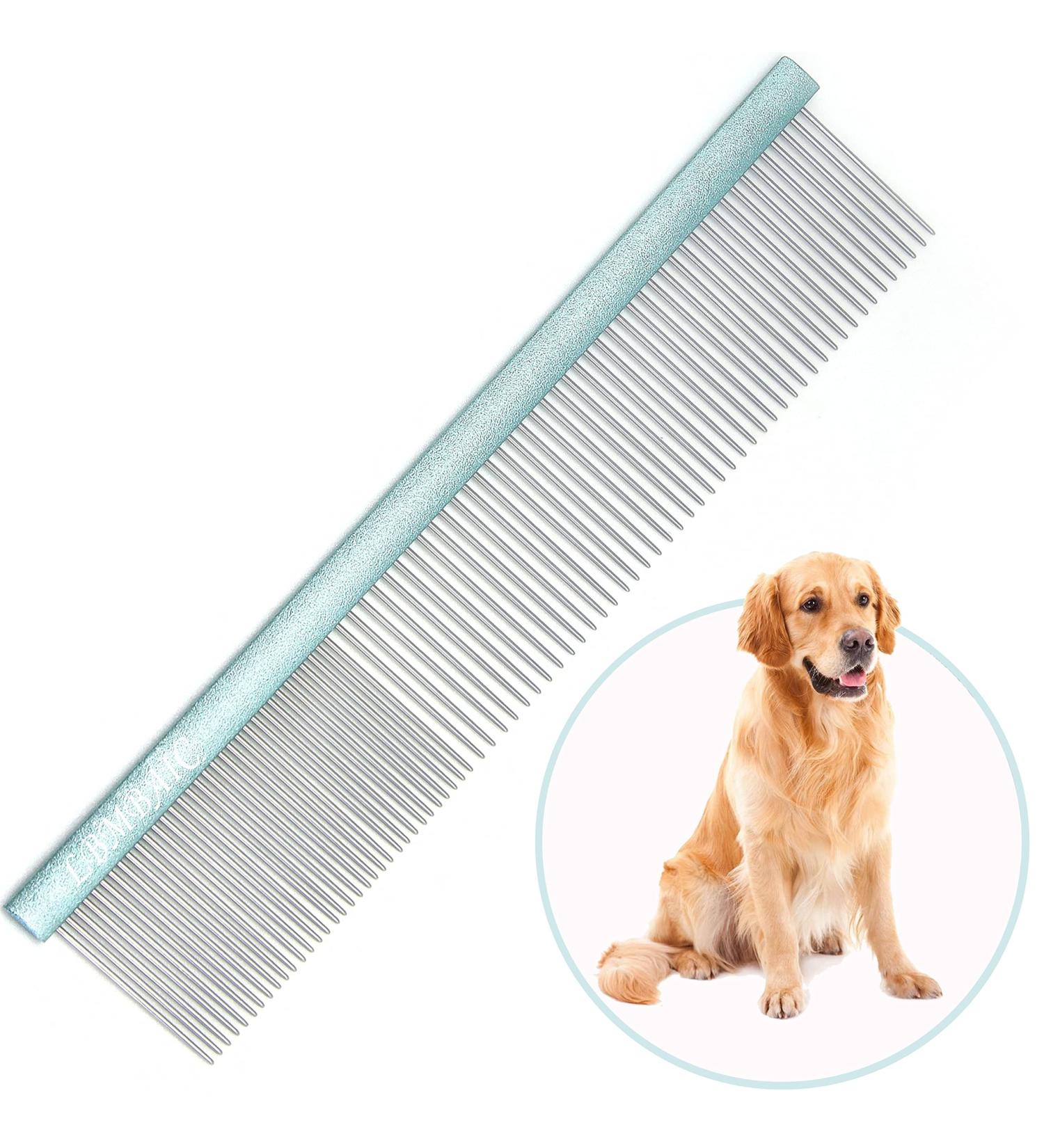 LBMBAIC 10 Large Dog Comb for Shedding and Mats - Long Metal Tooth for Tangles & Knots (Blue) - Buy Online on GoSupps.com